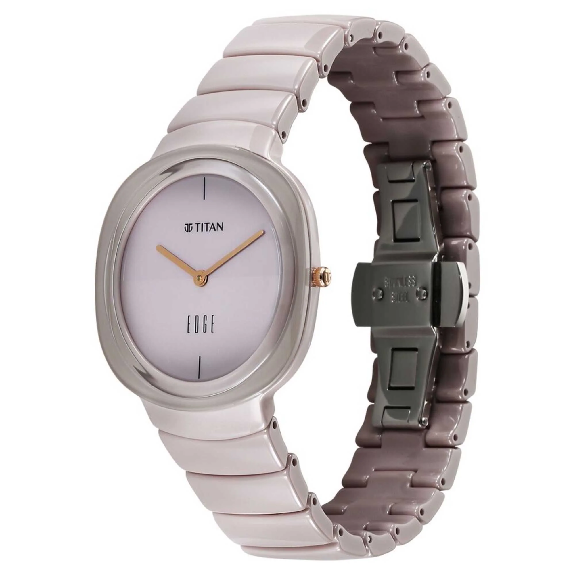 Titan Edge Squircle Quartz Analog Cream Dial Ceramic Strap Watch For Women - Image 3