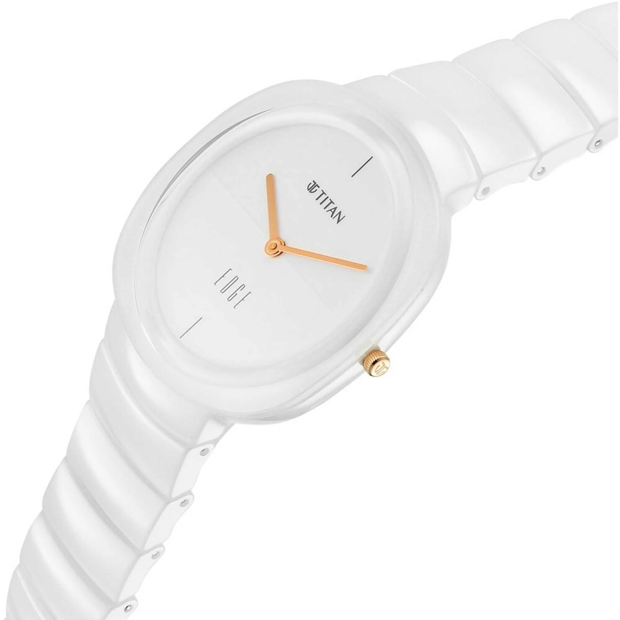 Titan Edge Squircle Quartz Analog White Dial Ceramic Strap Watch For Women - Image 5