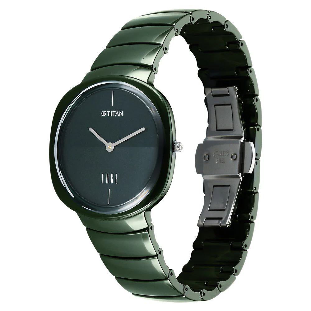 Titan Edge Green Squircle Dial Ceramic Strap Analog Watch for Unisex - Image 3