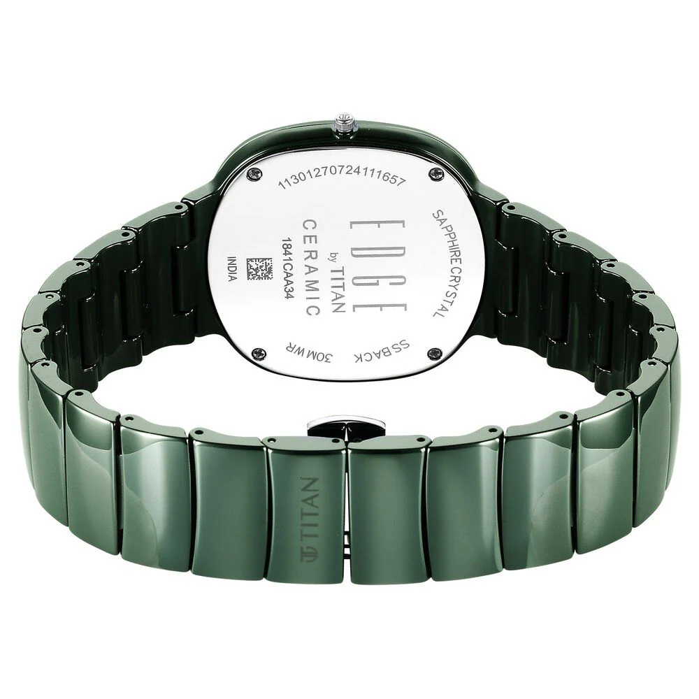 Titan Edge Green Squircle Dial Ceramic Strap Analog Watch for Unisex - Image 5