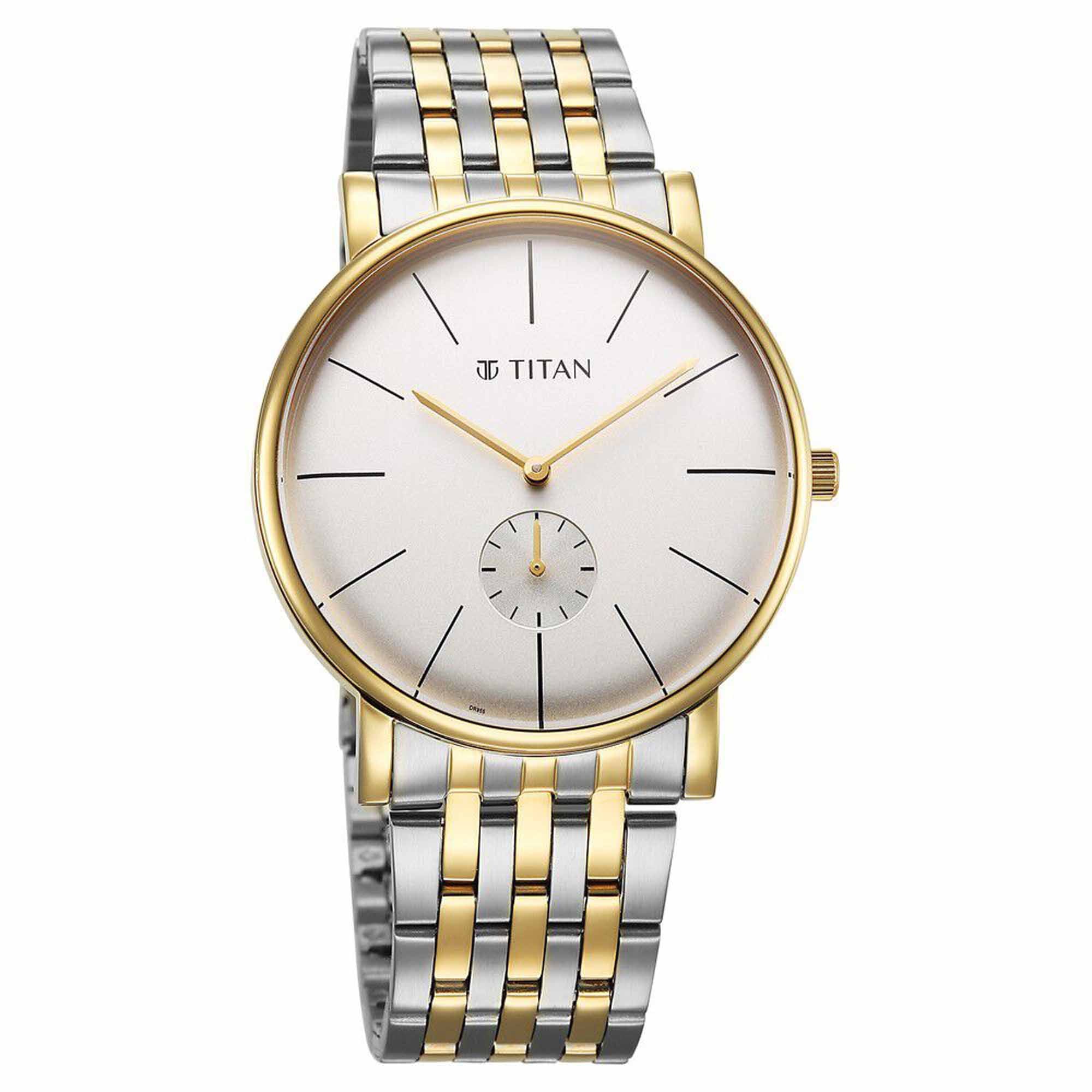 Titan Elegance Analog with Small Second and White Dial Stainless Steel Two Toned Strap Watch for Men - Image 2