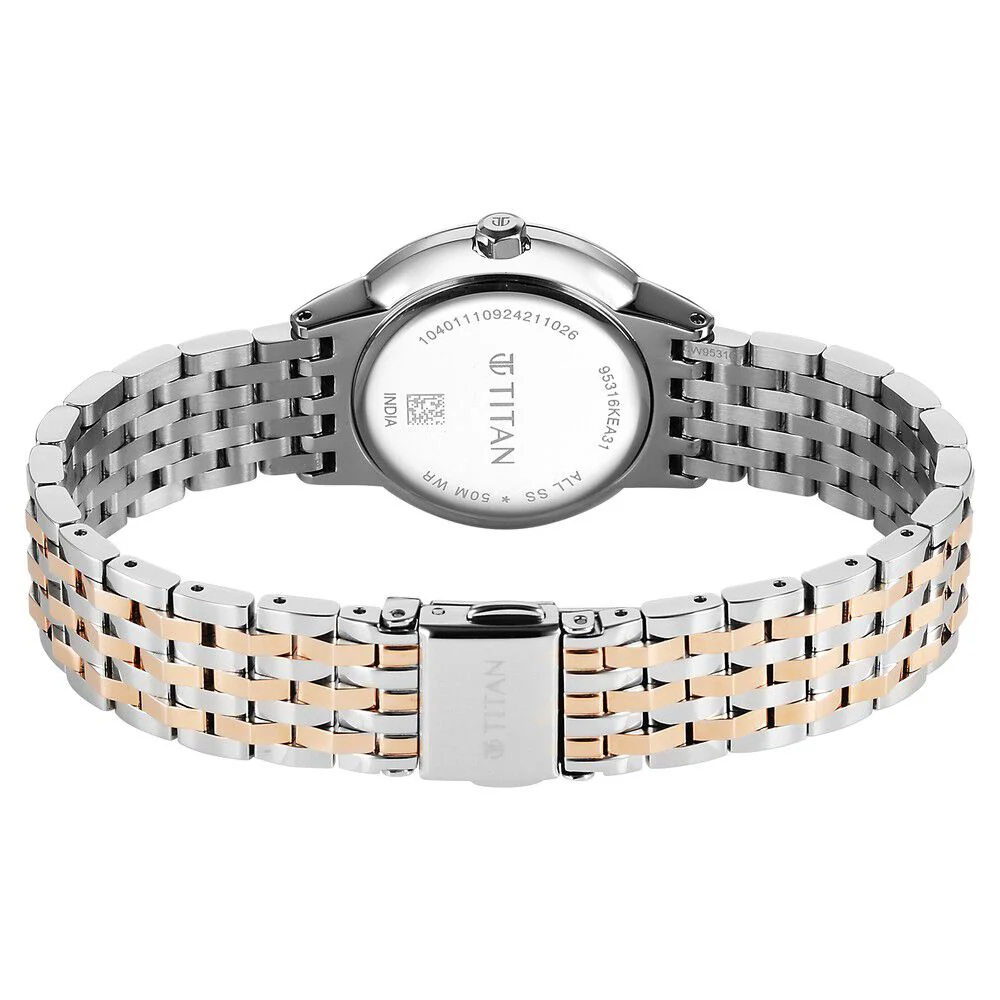 Titan Glamour Quartz Analog Mother Of Pearl Dial Two Toned Stainless Steel Strap Watch For Women - Image 5