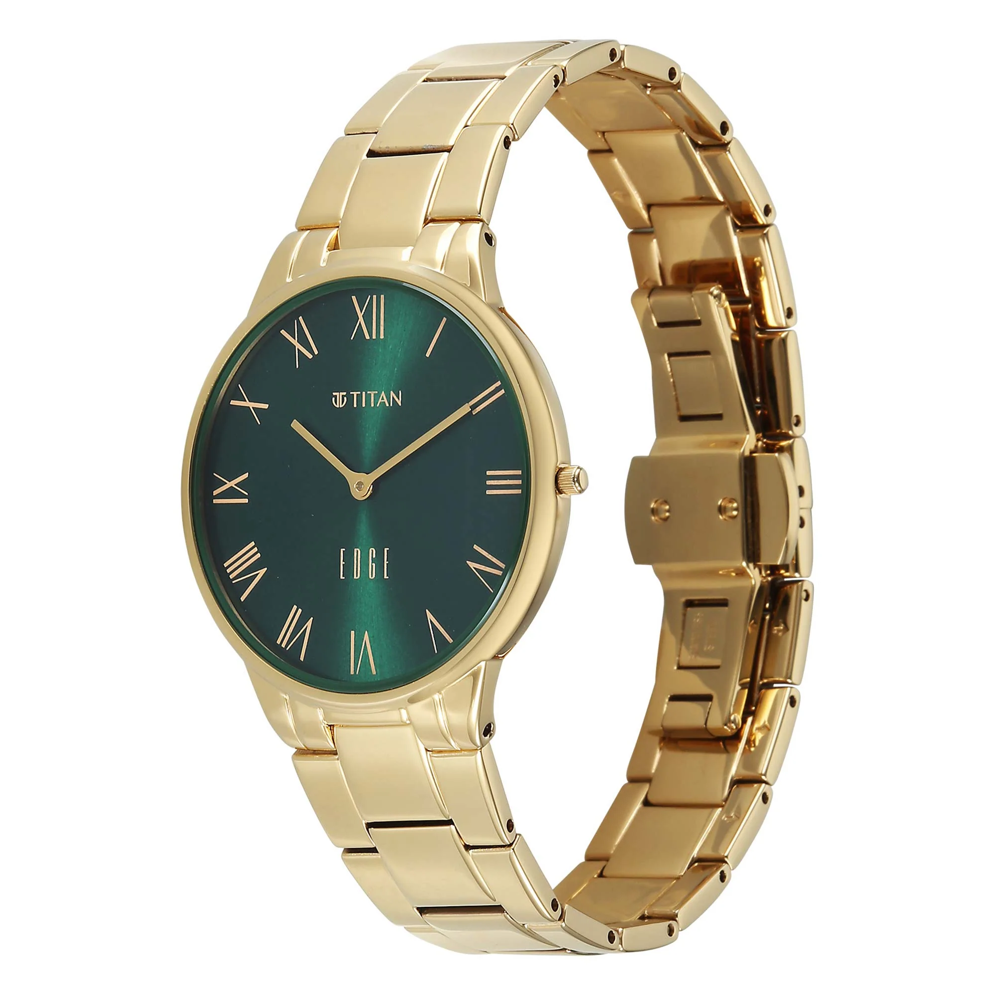 Titan Green Dial Gold Stainless Steel Strap Analog Watch for Women - Image 3