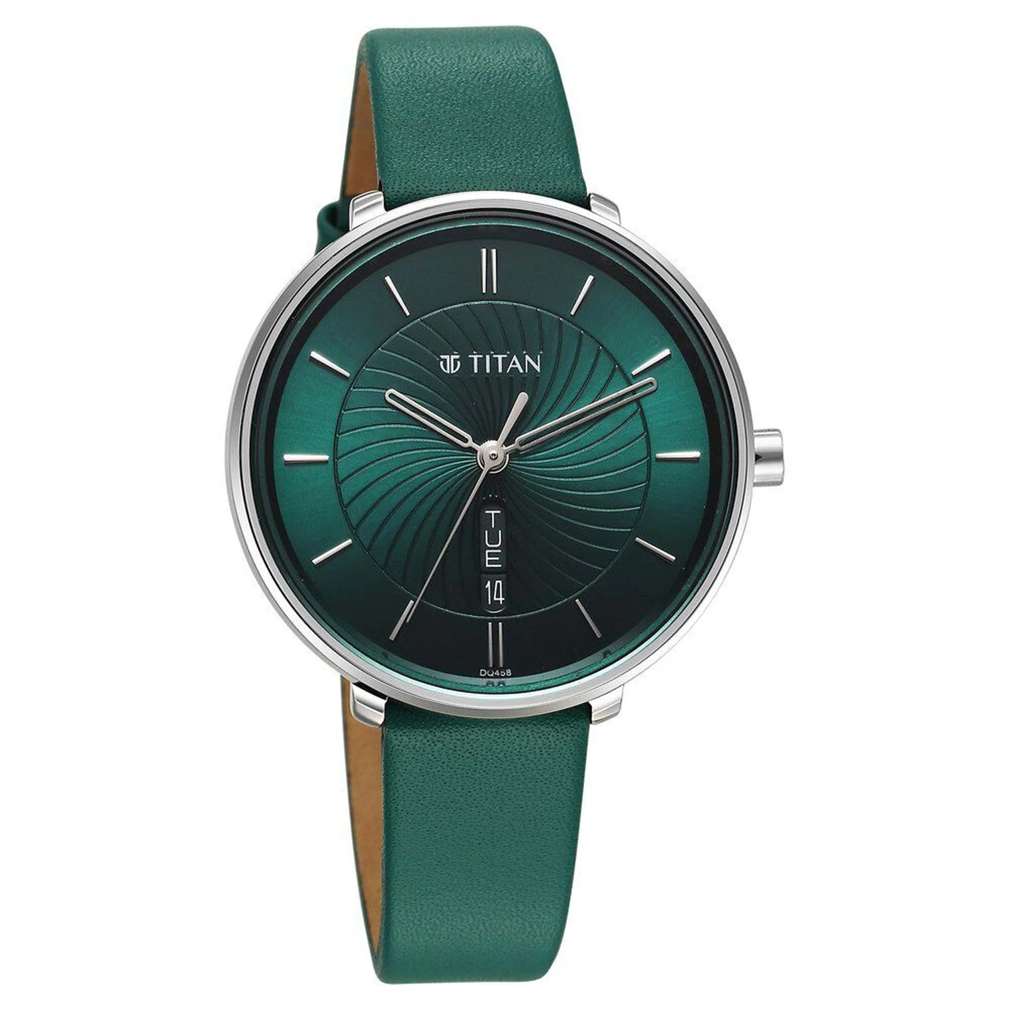 Titan Green Dial Leather Strap Analog with Day and Date Watch for Women - Image 2