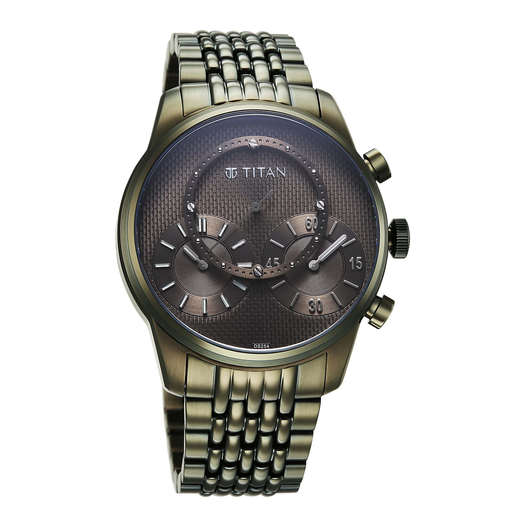Titan Olive Dial Stainless Steel Strap Analog with Hour and Minute Quartz Watch for Men - Image 2