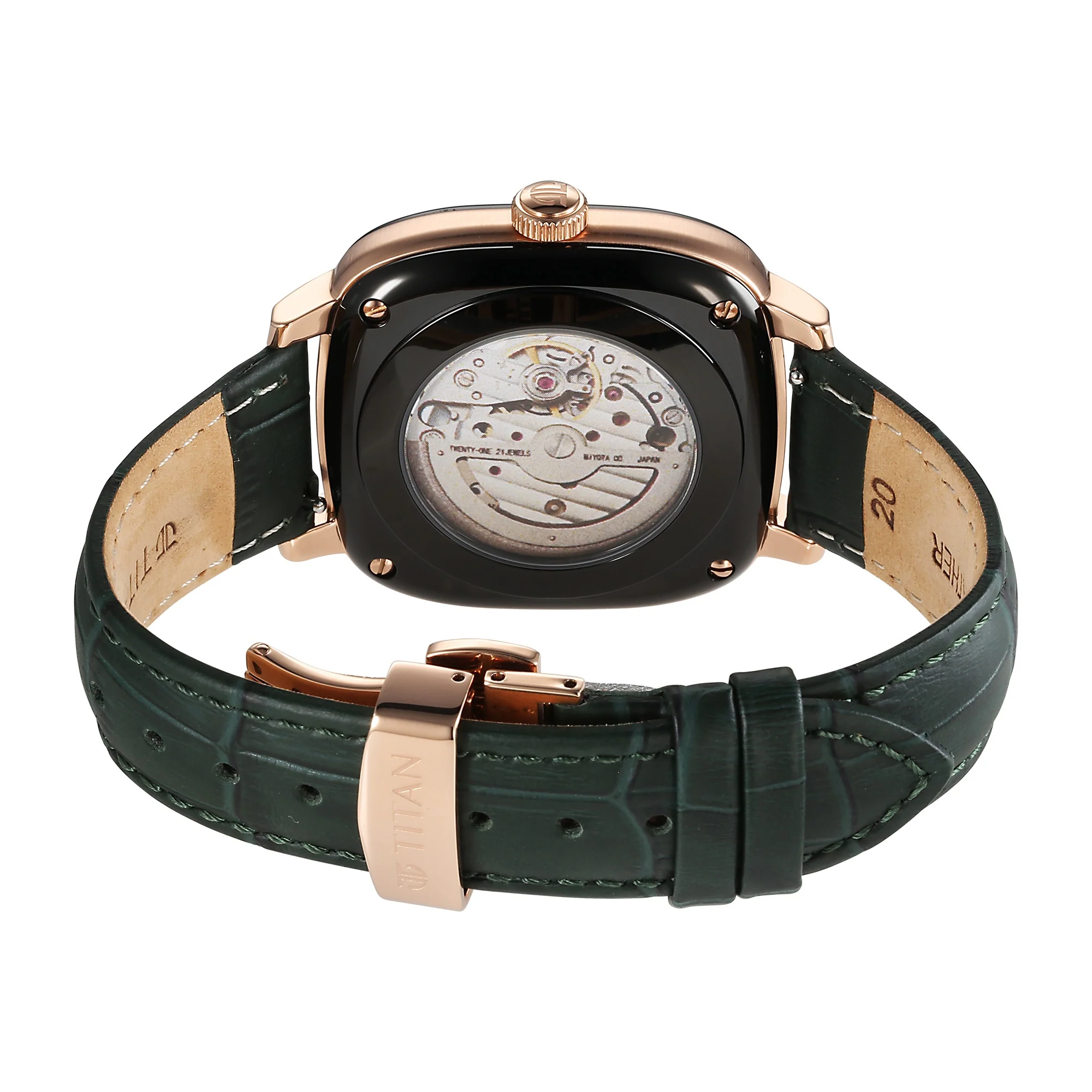 Titan Green Special Dial Leather Strap Concealed Automatic Watch for Men - Image 3