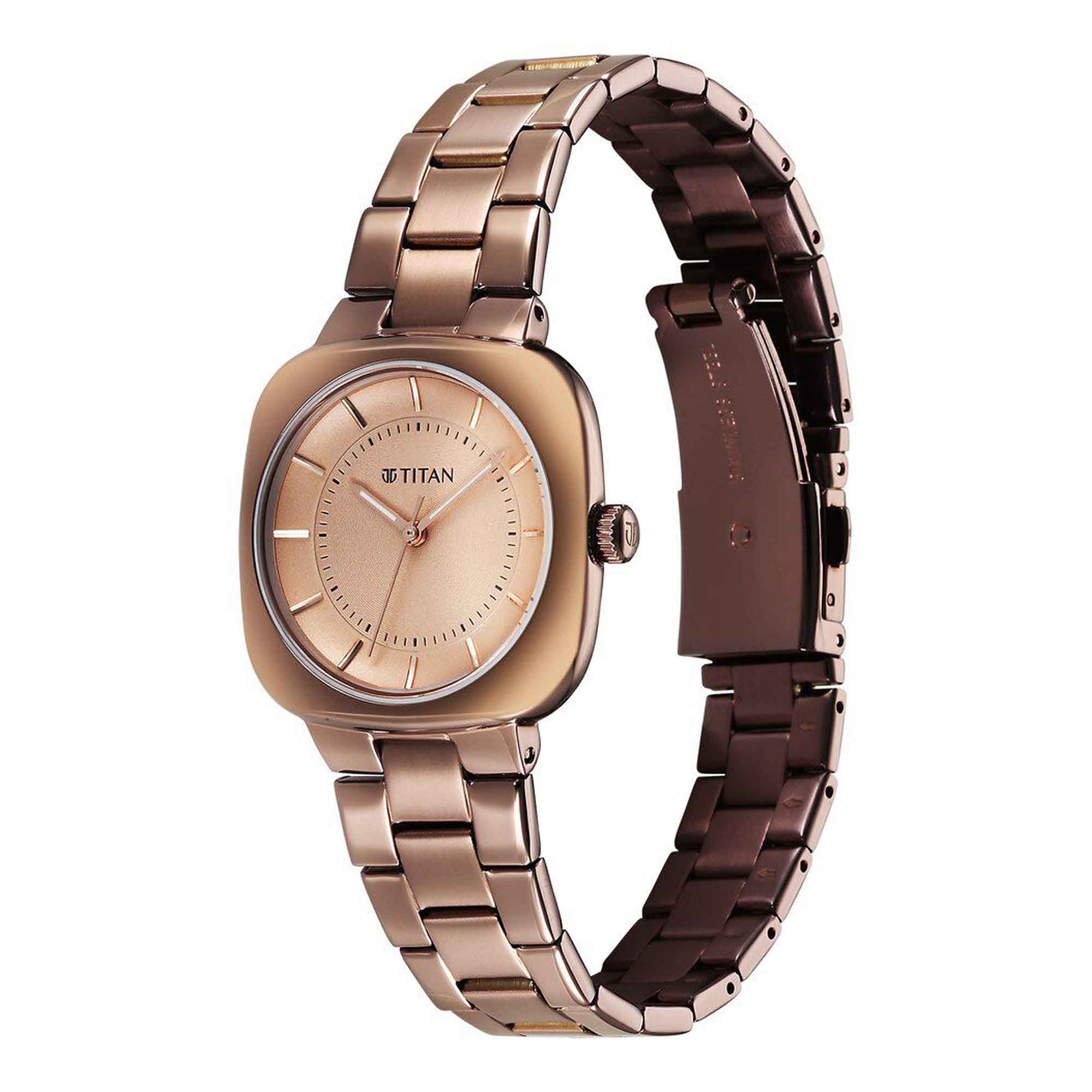 Titan Workwear Beige Dial Brown Stainless Steel Strap Analog Watch for Women - Image 3