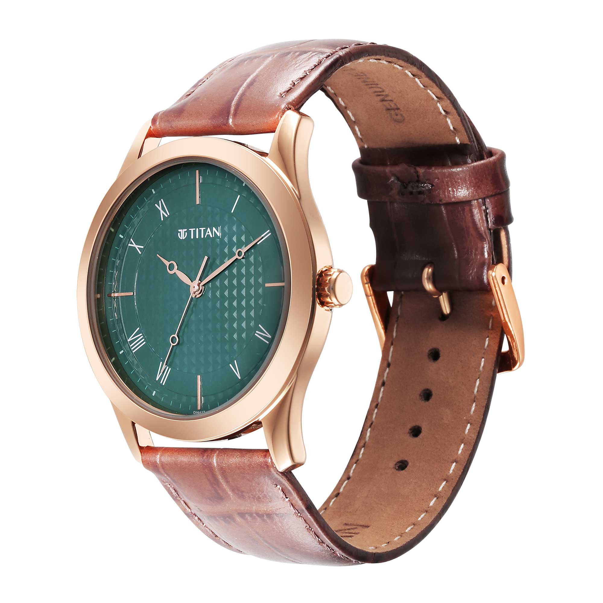 Titan Karishma Green Dial Analog Leather Strap Watch for Men - Image 3