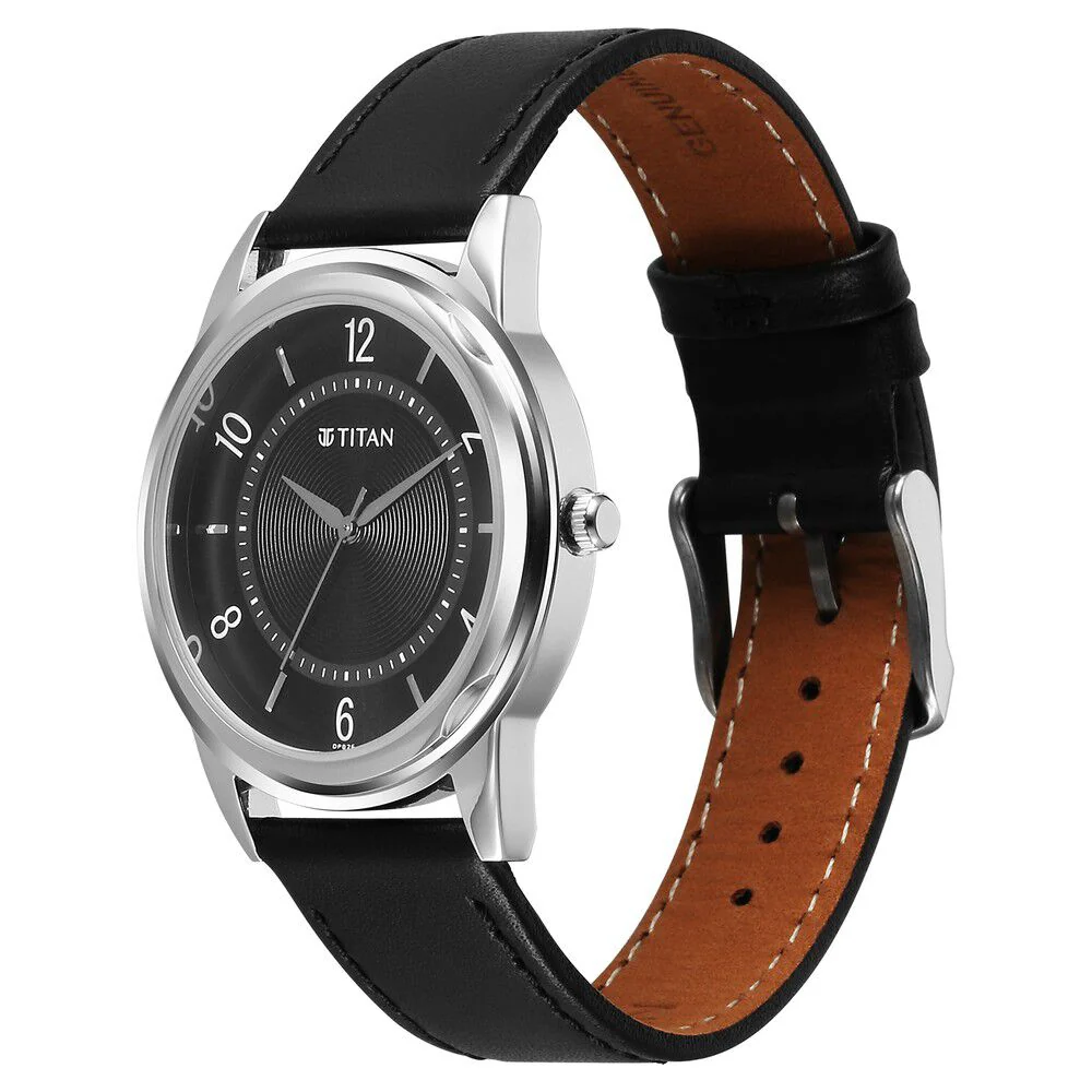 Titan Karishma Zing Quartz Analog Black Dial Leather Strap Watch for Men - Image 3