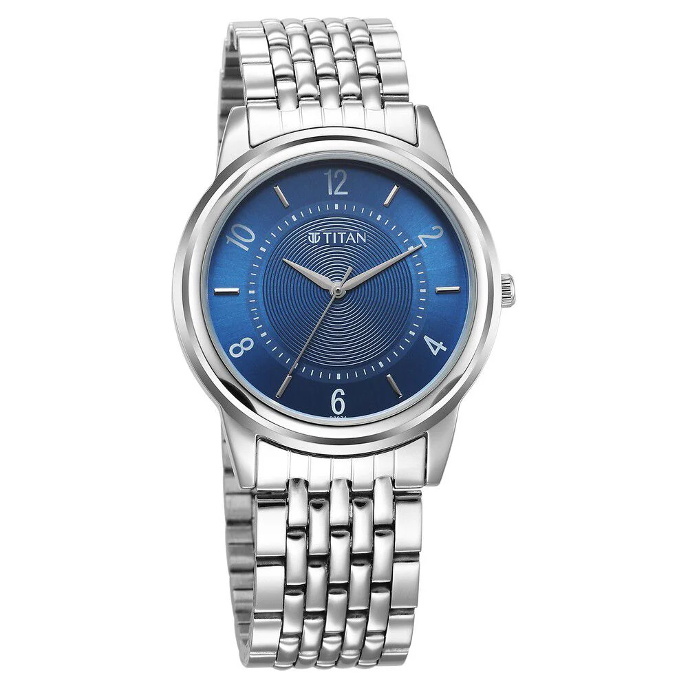 Titan Karishma Zing Quartz Analog Blue Dial Stainless Steel Strap Watch for Men - Image 2