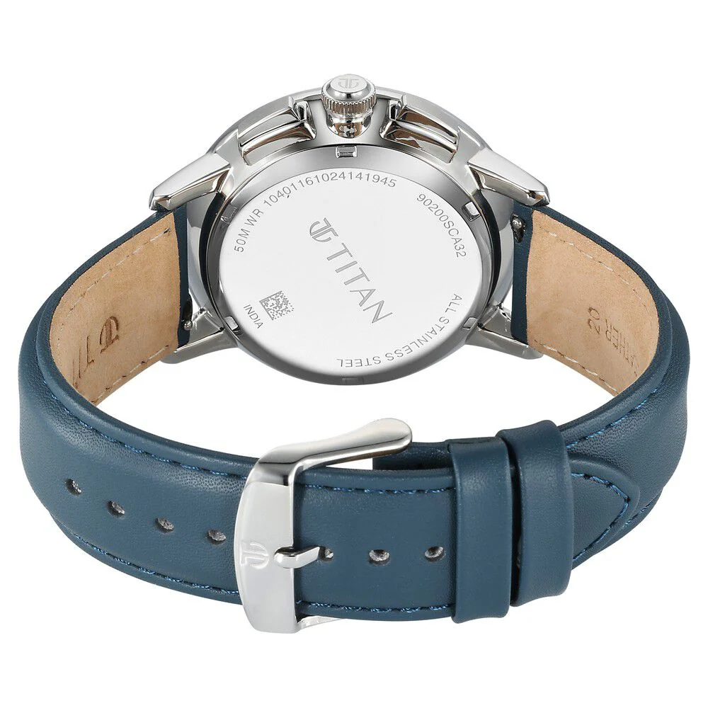 Titan Light leathers Multifunction Silver Dial Leather Strap Watch For Men - Image 5