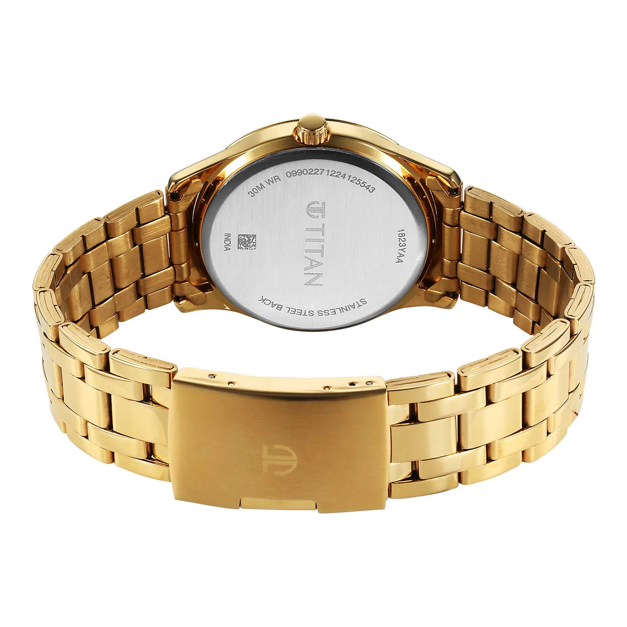 Titan Champagne Dial Gold Stainless Steel Analog with Date Watch for Men - Image 5