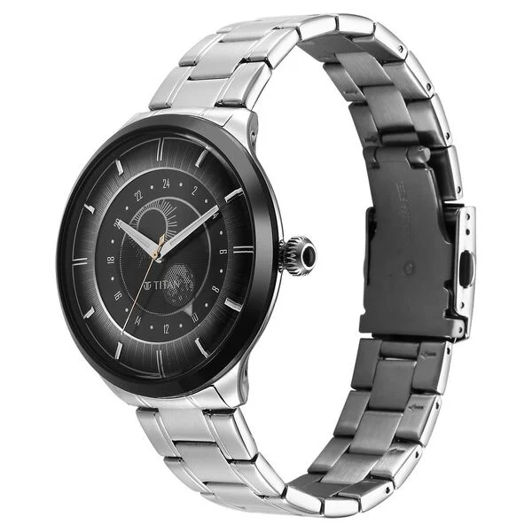 Titan Stellar Luna Sun Moon Disc Grey Dial Watch - Image 4