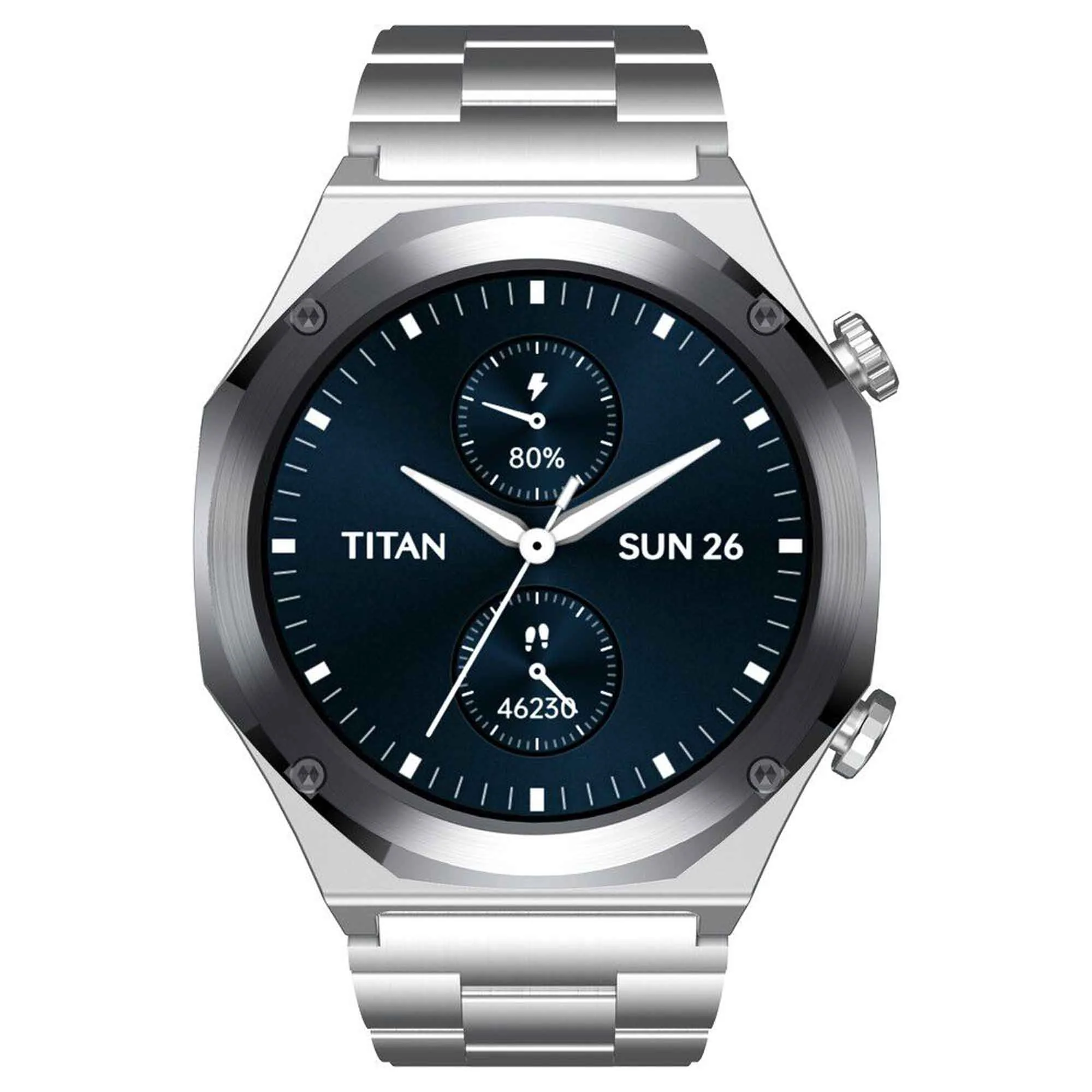 Titan Maestro Premium Metal Smartwatch with All SS construction, SingleSync BT Calling, Functional Crown