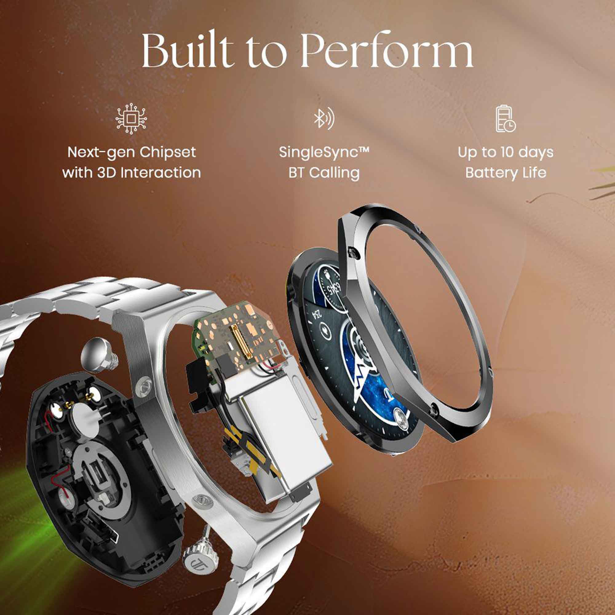 Titan Maestro Premium Metal Smartwatch with All SS construction, SingleSync BT Calling, Functional Crown - Image 4
