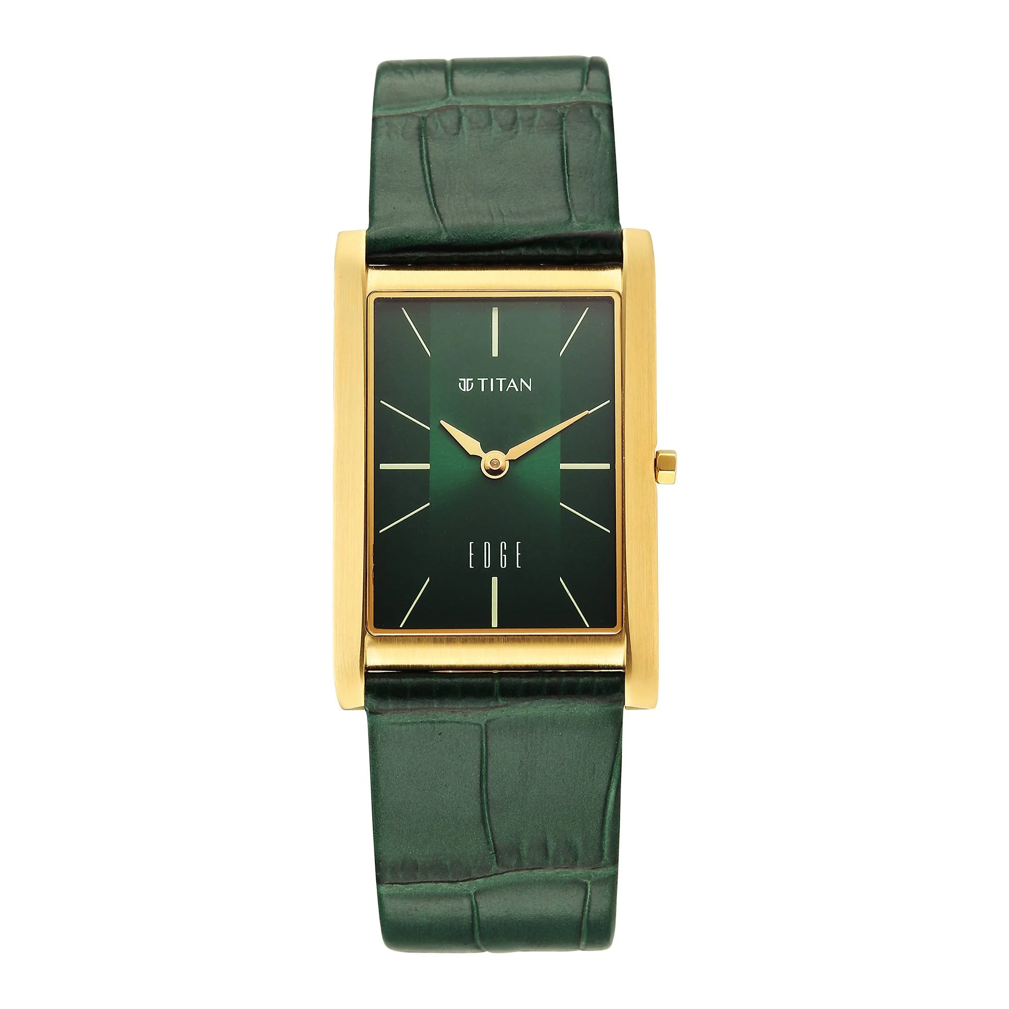 Titan Monture Green Rectangular Dial Leather Strap Analog Watch for Men