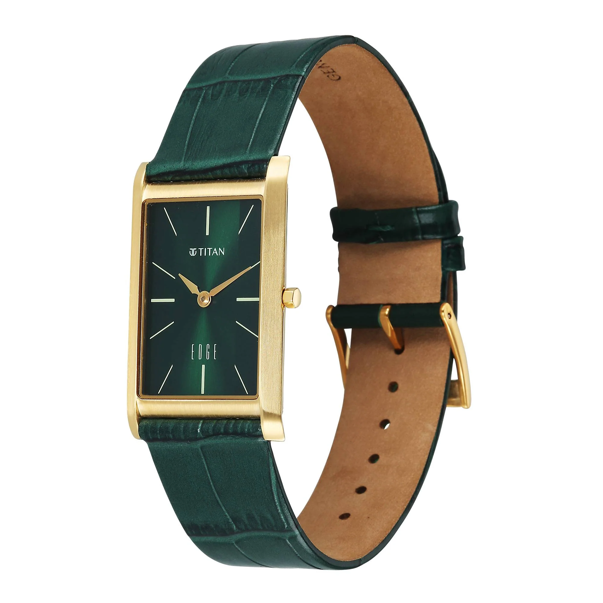 Titan Monture Green Rectangular Dial Leather Strap Analog Watch for Men - Image 3