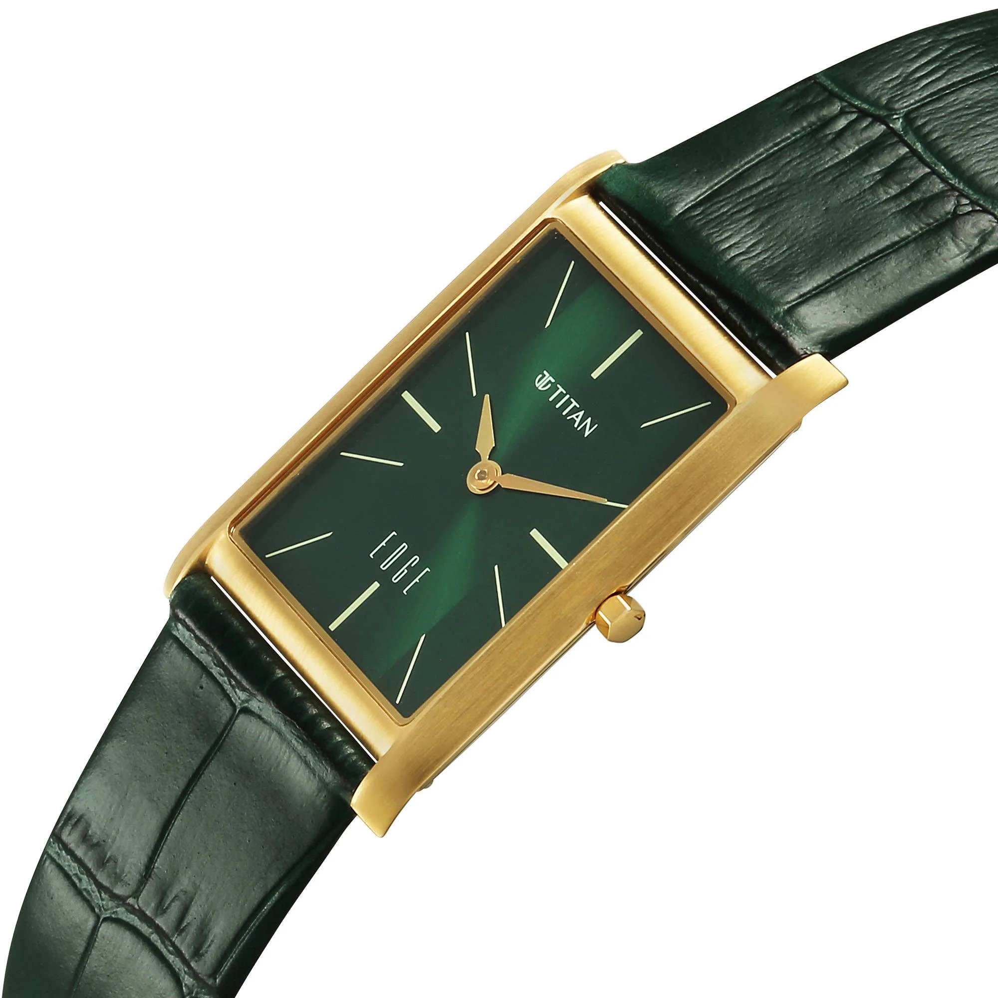 Titan Monture Green Rectangular Dial Leather Strap Analog Watch for Men - Image 4