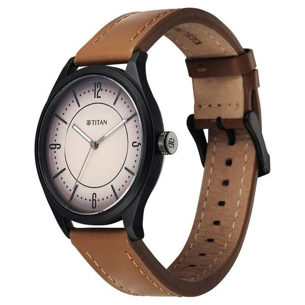 Titan Workwear Brown Dial Leather Strap Analog Watch for Men - Image 3