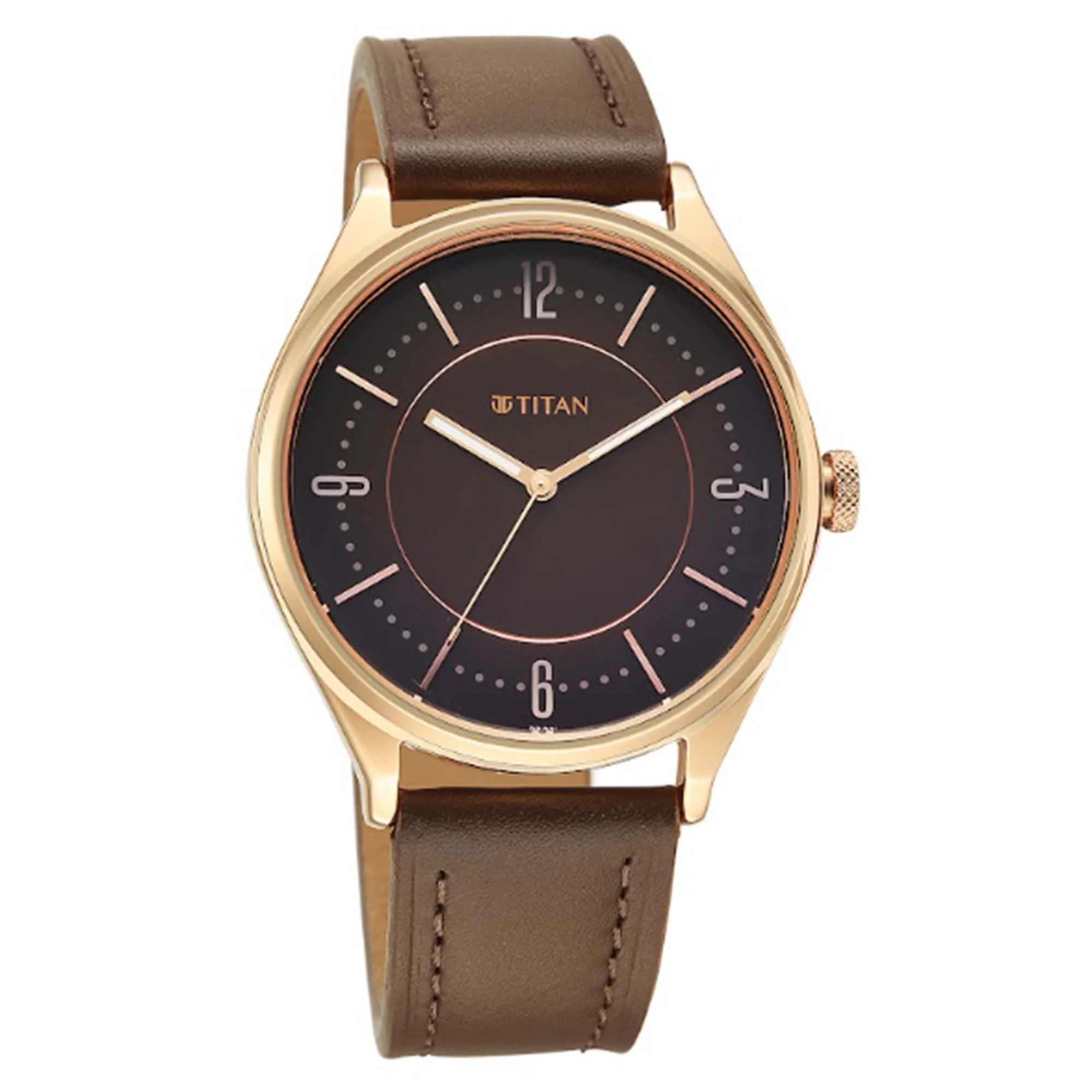 Titan Neo Economy V Brown Round Dial Leather Strap Watch For Men - Image 2