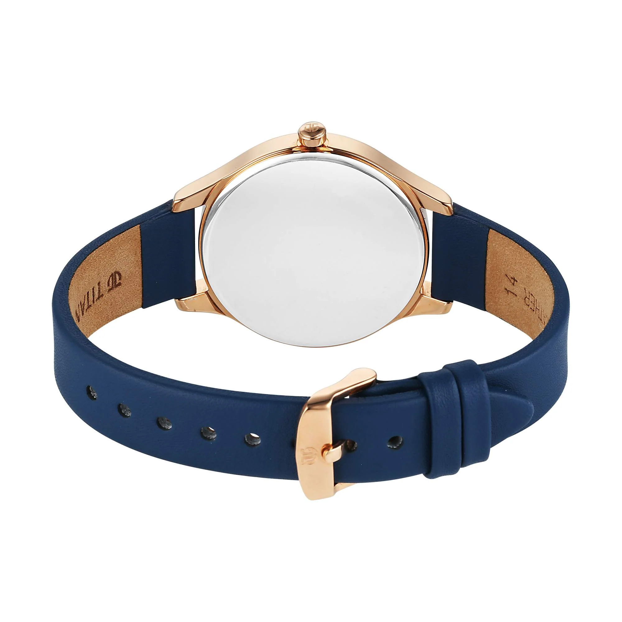 Titan Neo Quartz Analog Blue Dial Blue Leather Strap Watch For Women - Image 3