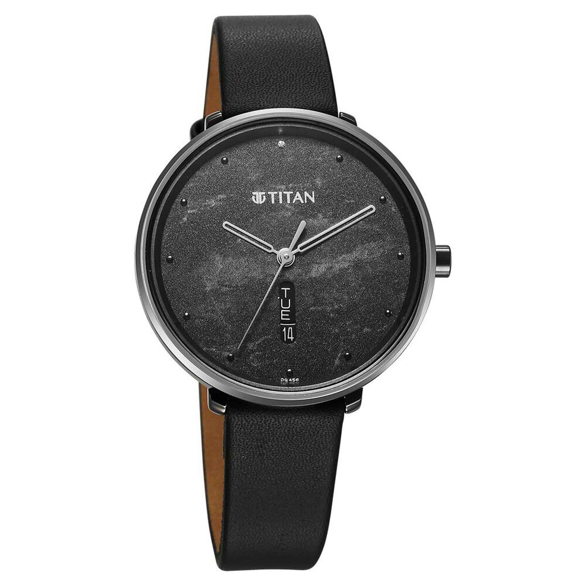 Titan Neo Quartz Analog with Day and Date Black Dial Leather Strap Watch For Women - Image 2