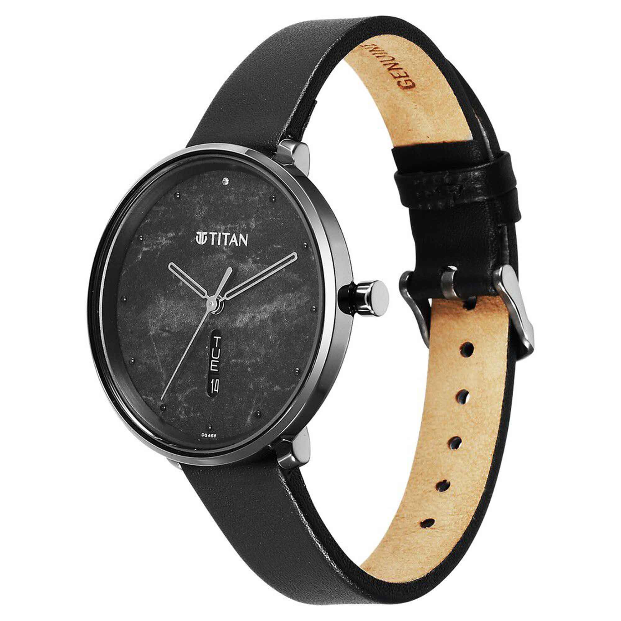 Titan Neo Quartz Analog with Day and Date Black Dial Leather Strap Watch For Women - Image 3