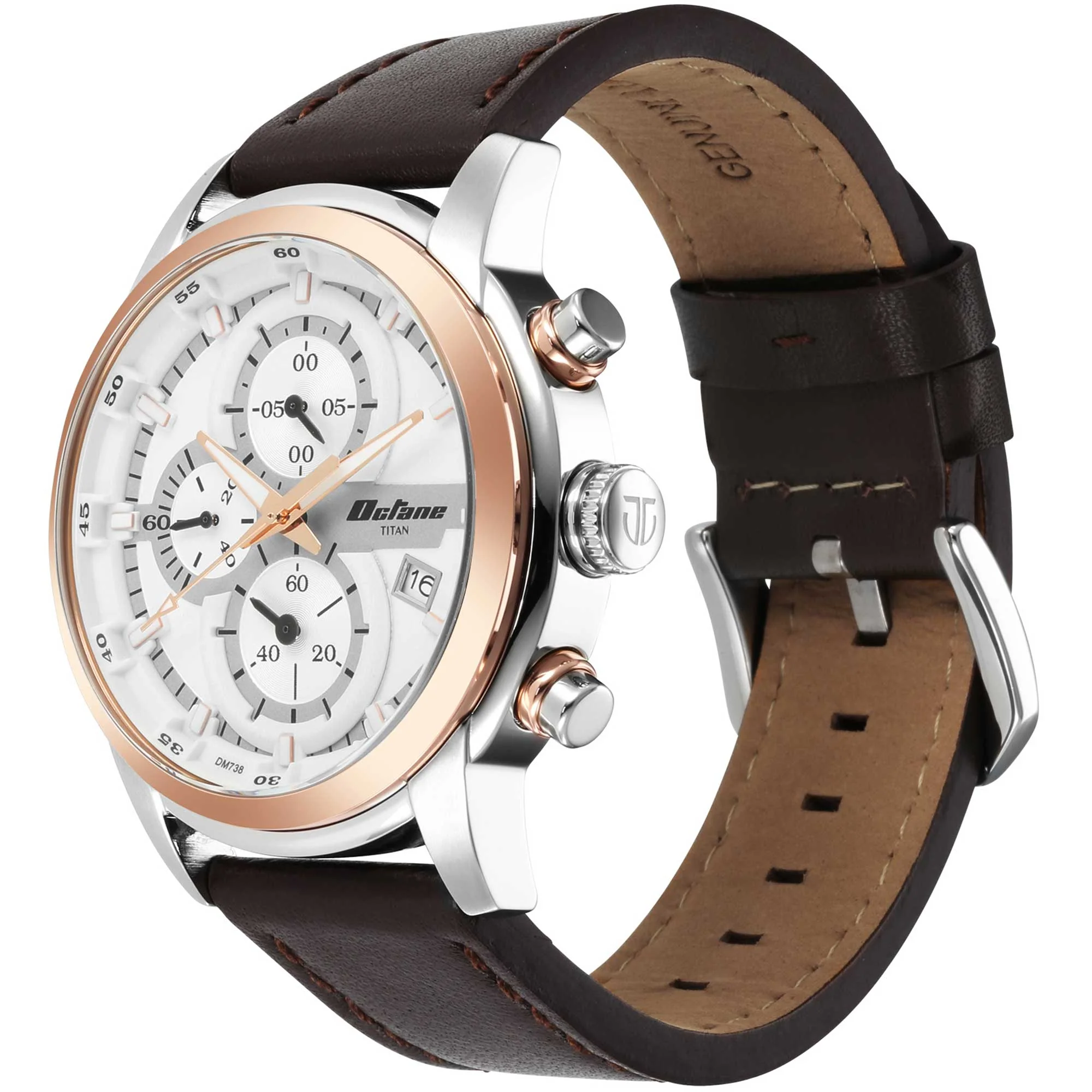 Titan Octane Silver Dial Leather Strap Multifunctional Watch for Men - Image 3