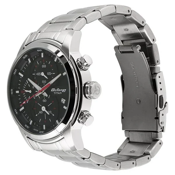 Titan Octane Chrono Black Dial Stainless Steel Strap watch for Men - Image 2