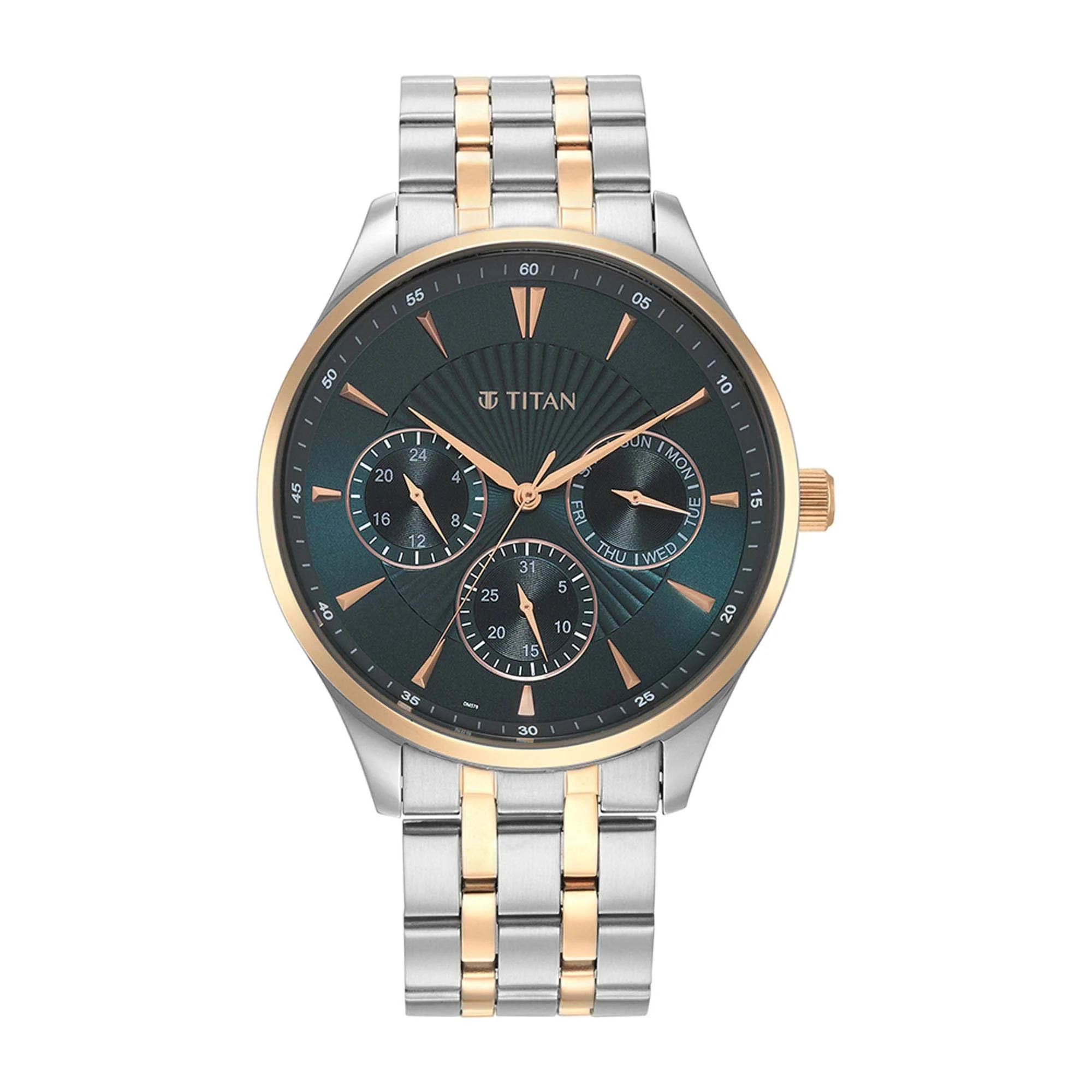 Titan Opulent Blue Dial Quartz Multifunction Stainless Steel Strap watch for Men