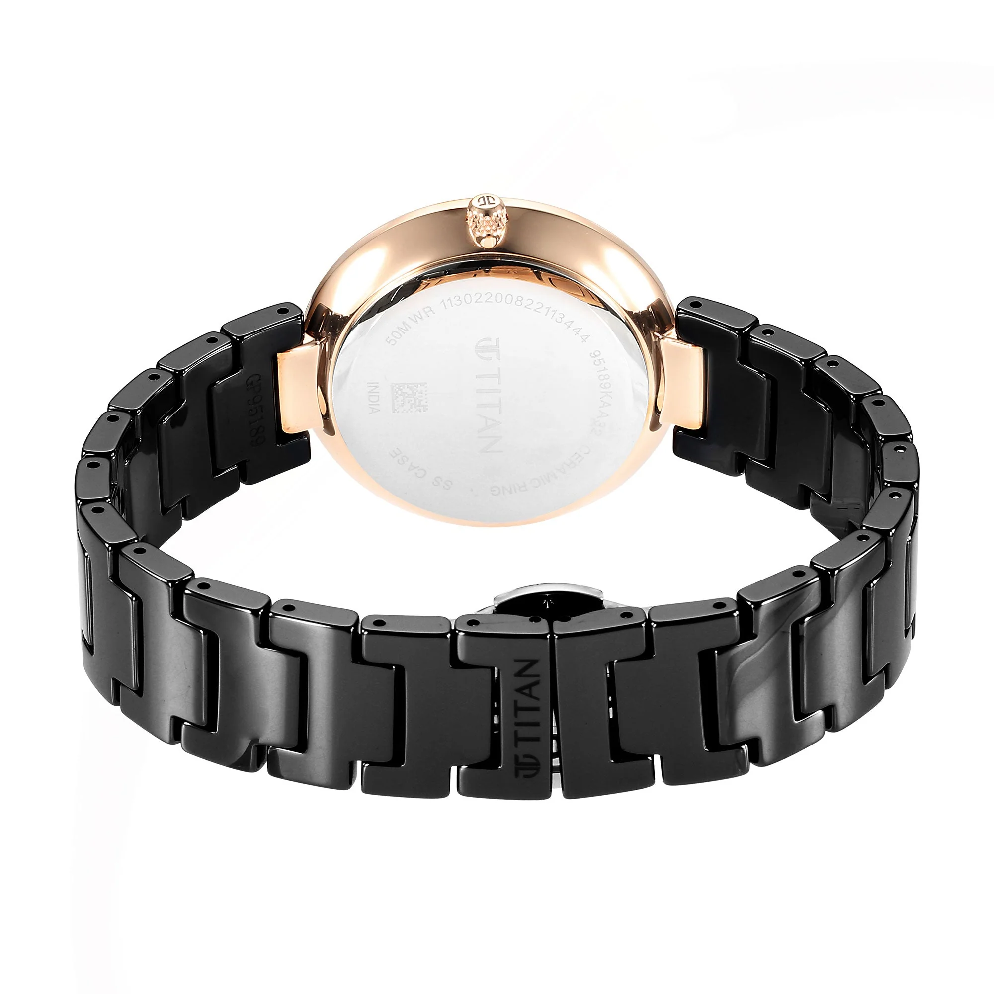 Titan Purple Ceramics Black Dial Analog Ceramic Strap watch for Women - Image 5
