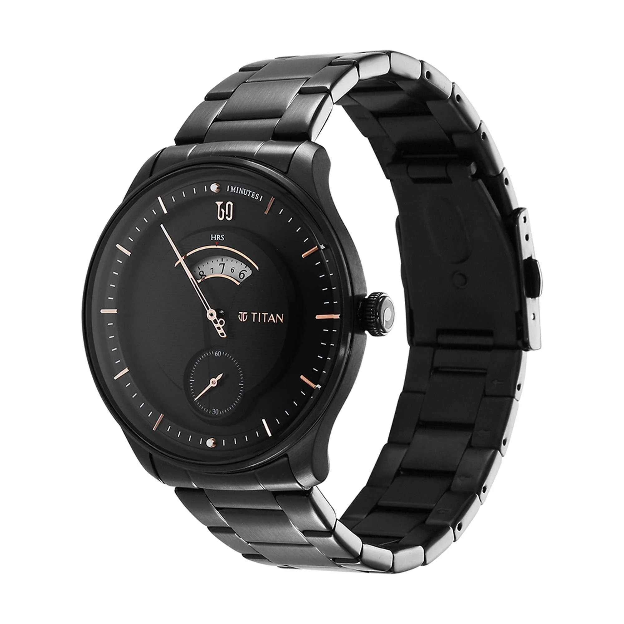 Titan Quartet Black Dial Analog Stainless Steel Strap watch for Men - Image 4