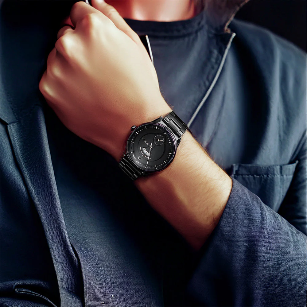 Titan Quartet Black Dial Analog Stainless Steel Strap watch for Men - Image 7