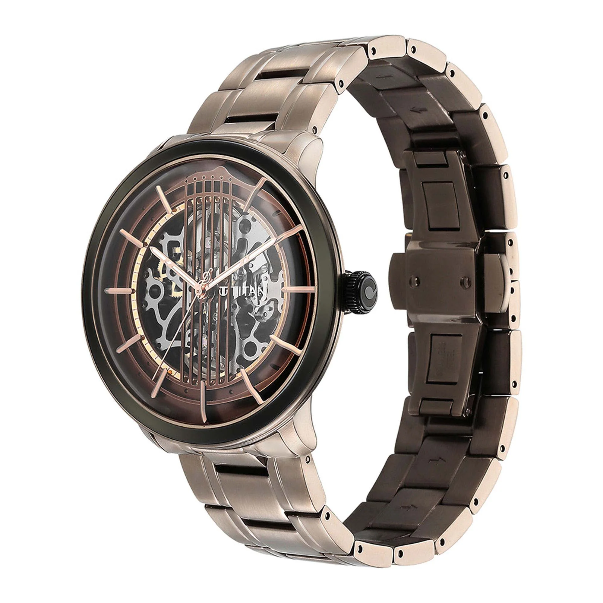 Titan Brown Dial Stainless Steel Strap Automatic Watch for Men - Image 3