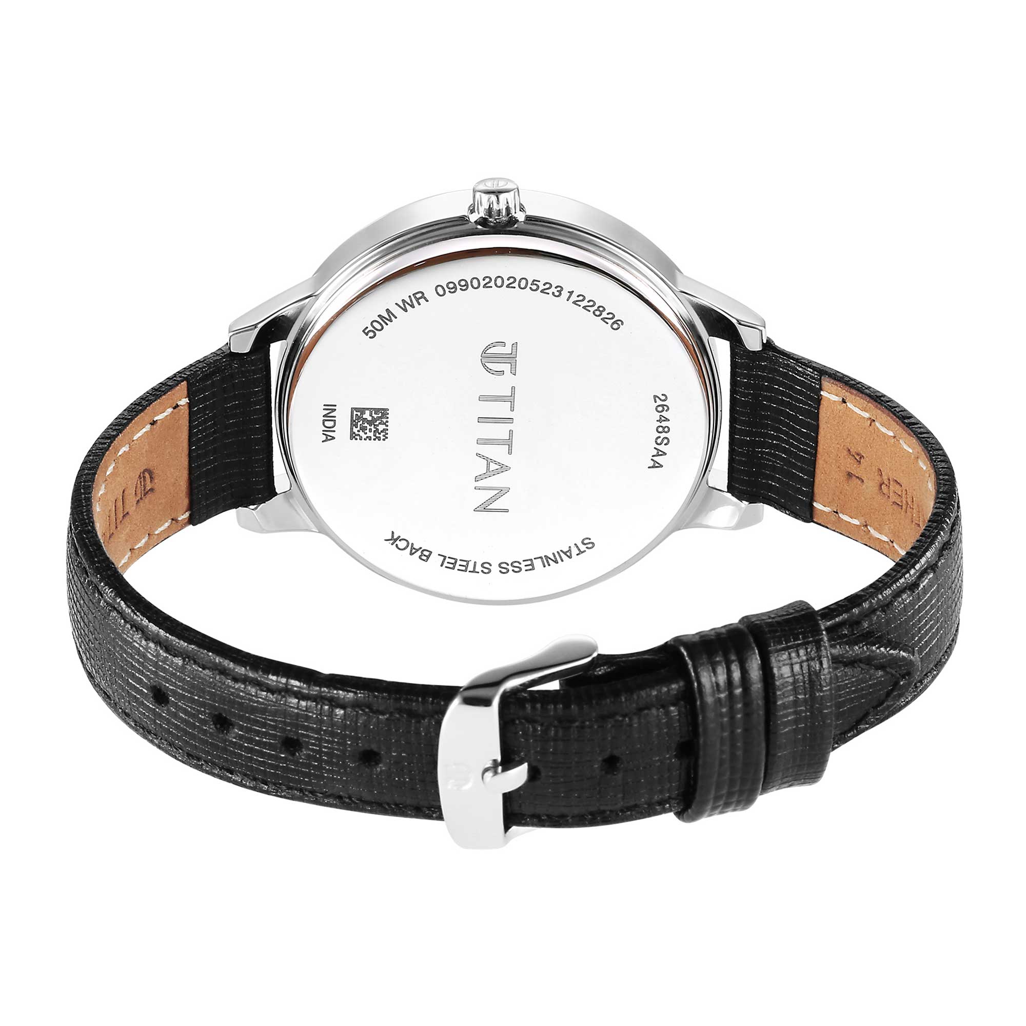 Titan Workwear Blue Dial Black Leather Strap Analog Watch for Women - Image 5