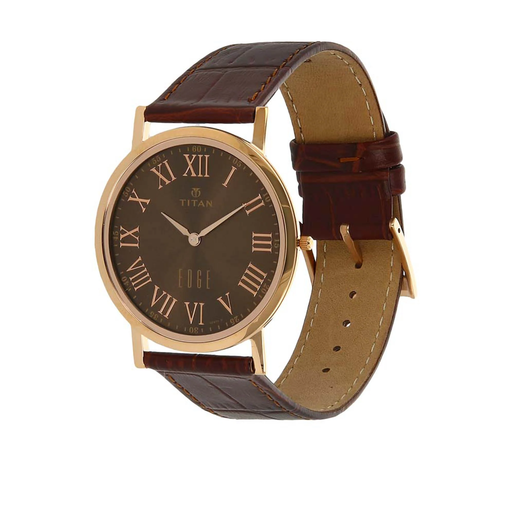 Titan Quartz Analog Brown Dial Leather Strap Watch for Men - Image 2