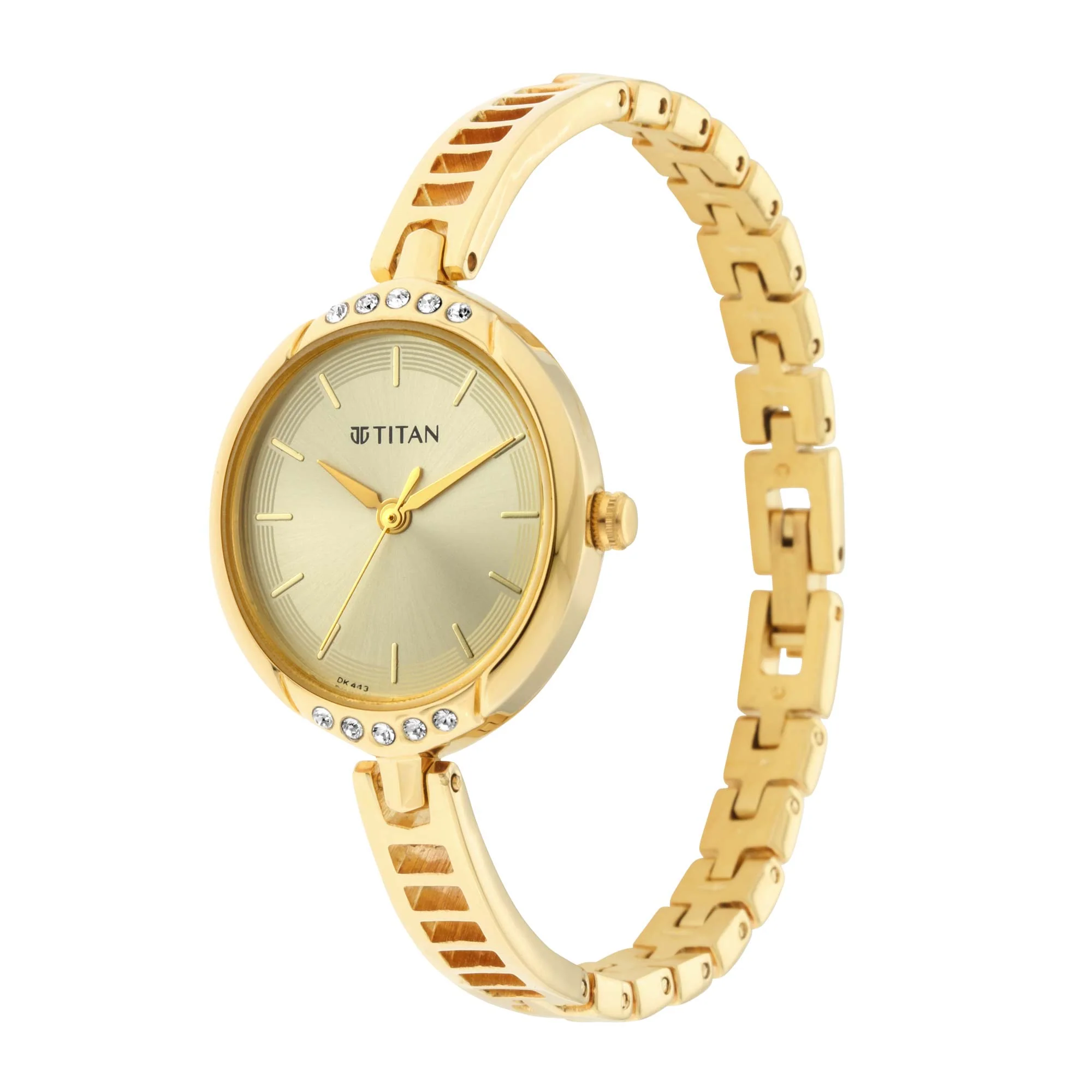 Titan Quartz Analog Golden Dial Metal Strap Watch for Women - Image 3