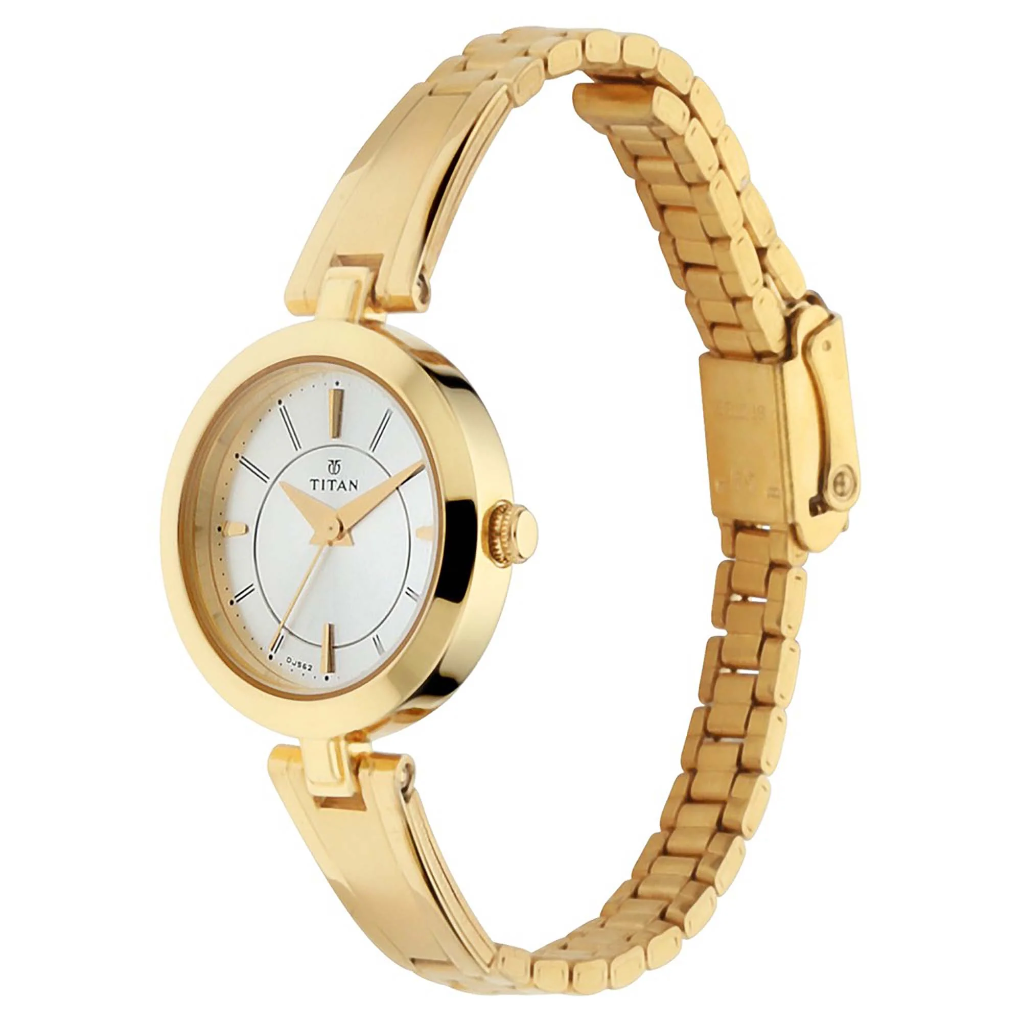 Titan Quartz Analog Silver Dial Golden Metal Strap Watch For Women - Image 2