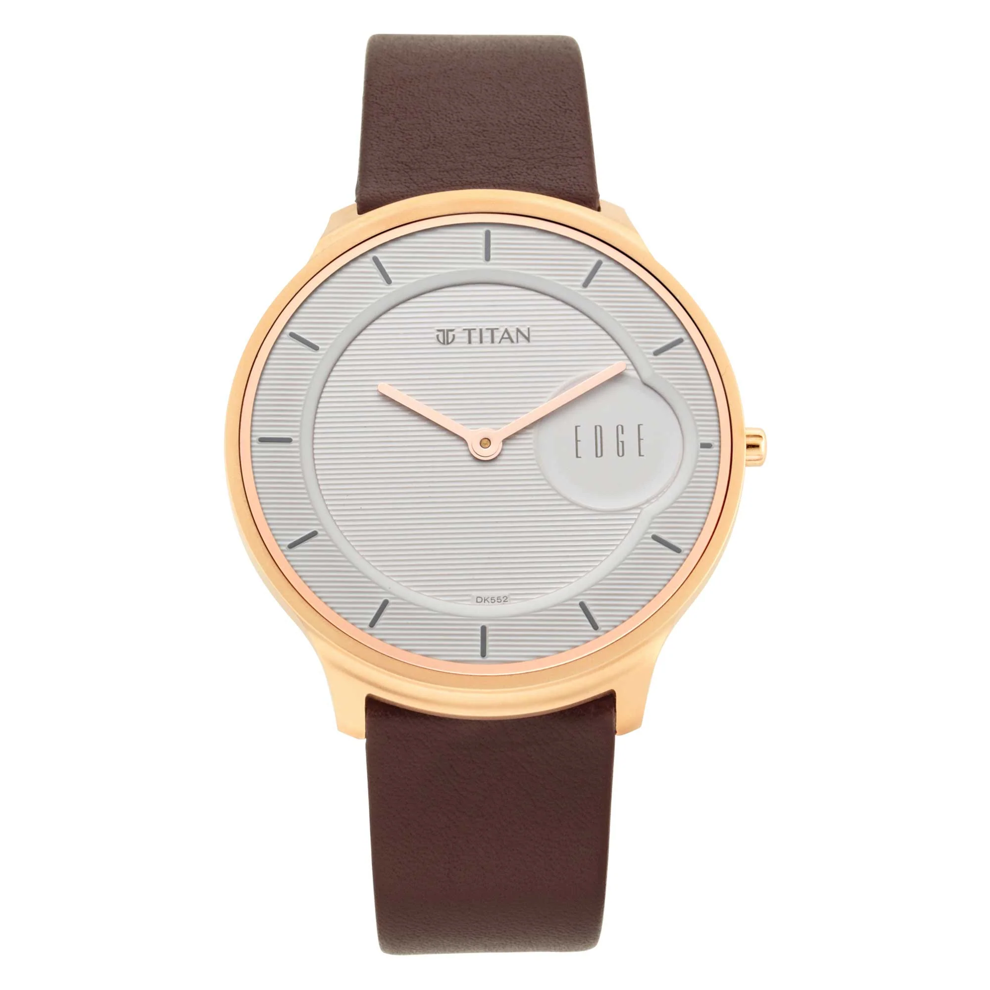 Titan Edge Quartz Analog White Dial Brown Leather Strap Watch For Men - Image 2