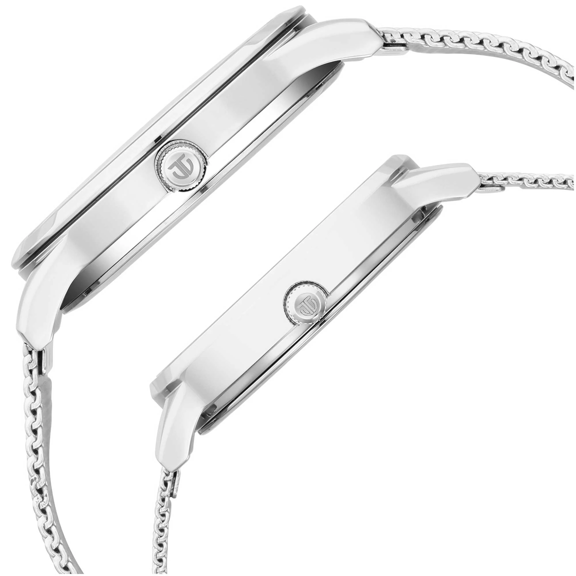 Titan Quartz Analog White Dial Stainless Steel Strap Watch for Couple - Image 5