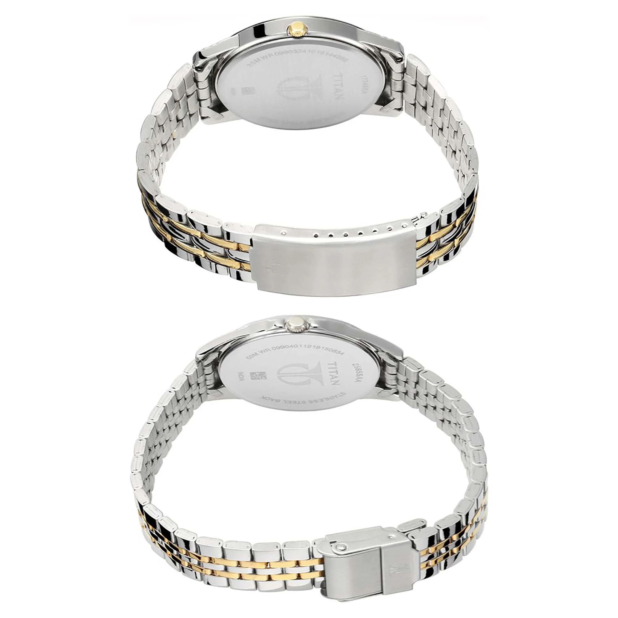 Titan Bandhan Quartz Analog with Day and Date Silver Dial Stainless Steel Strap Watch for Couple - Image 5