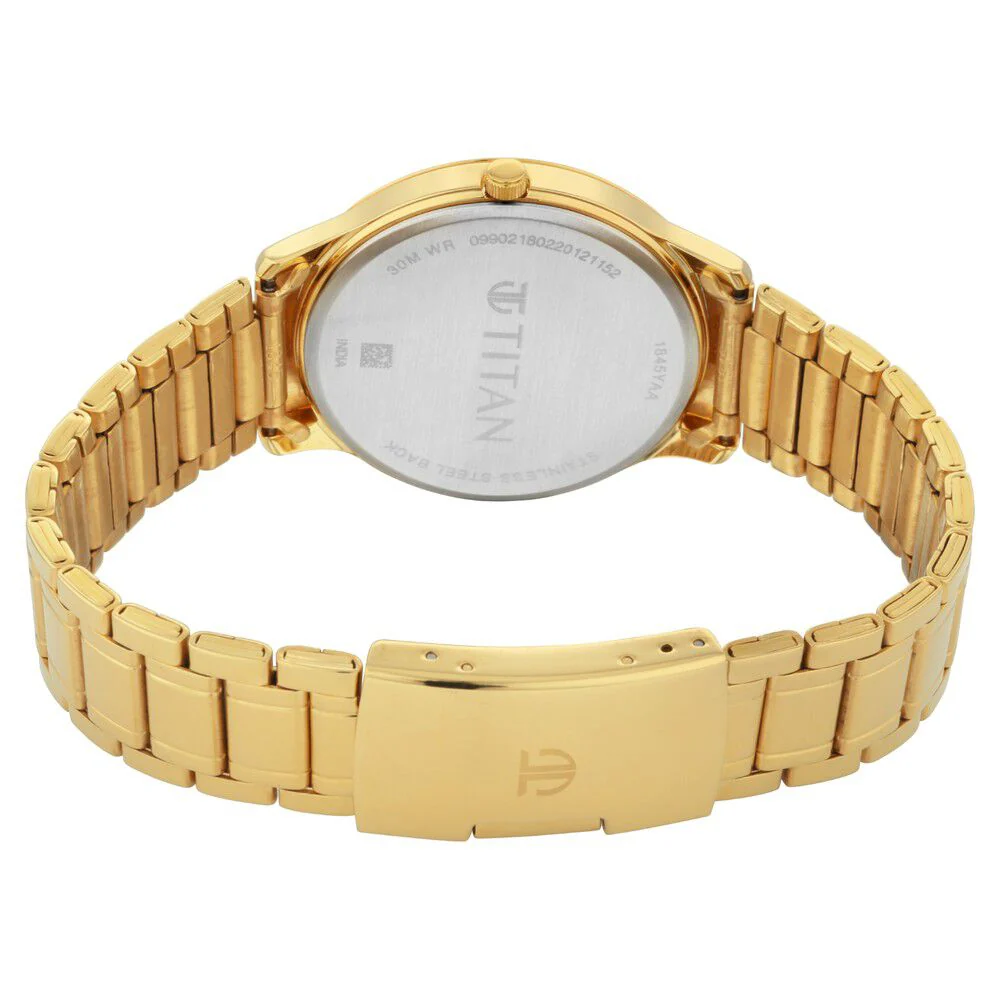 Titan Quartz Analog with Day and Date Yellow Dial Metal Strap Watch for Men - Image 5