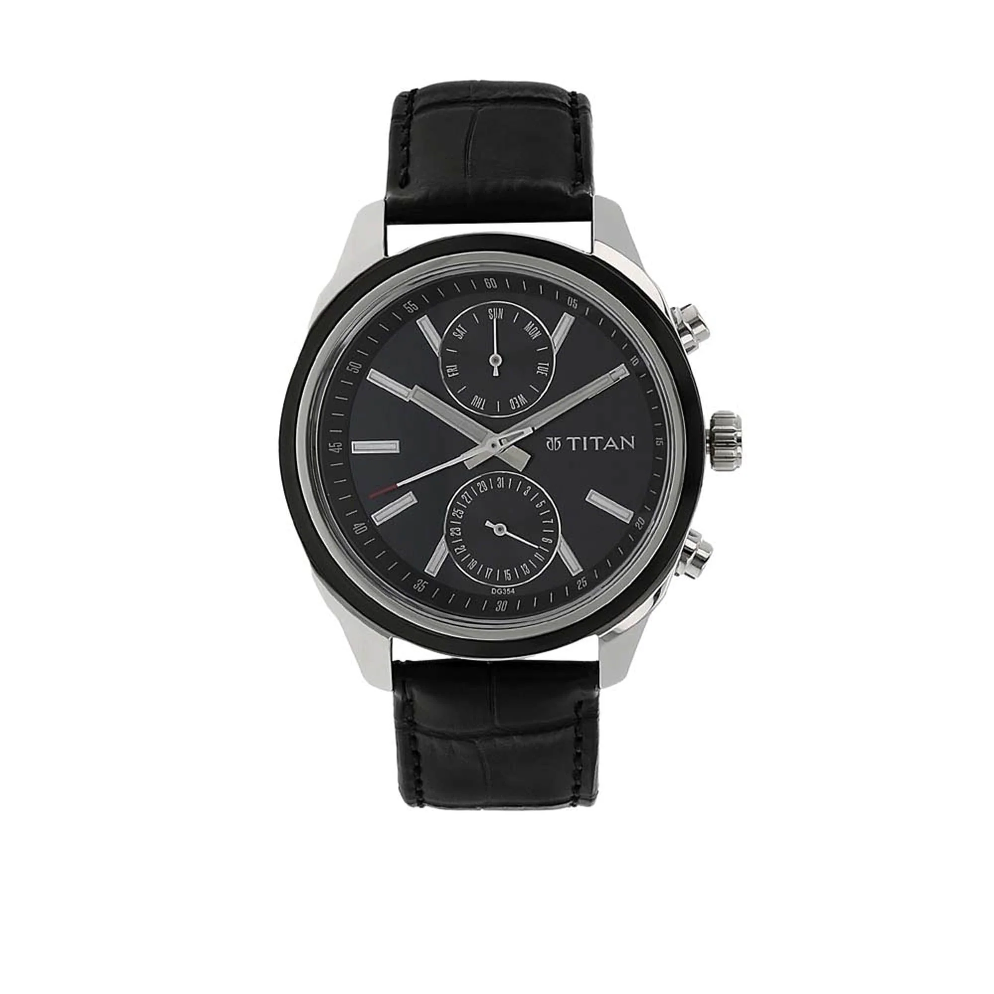 Titan Men's Midnight Precision: Multifunction Blue Dial with Classic Leather Strap Watch - Image 2