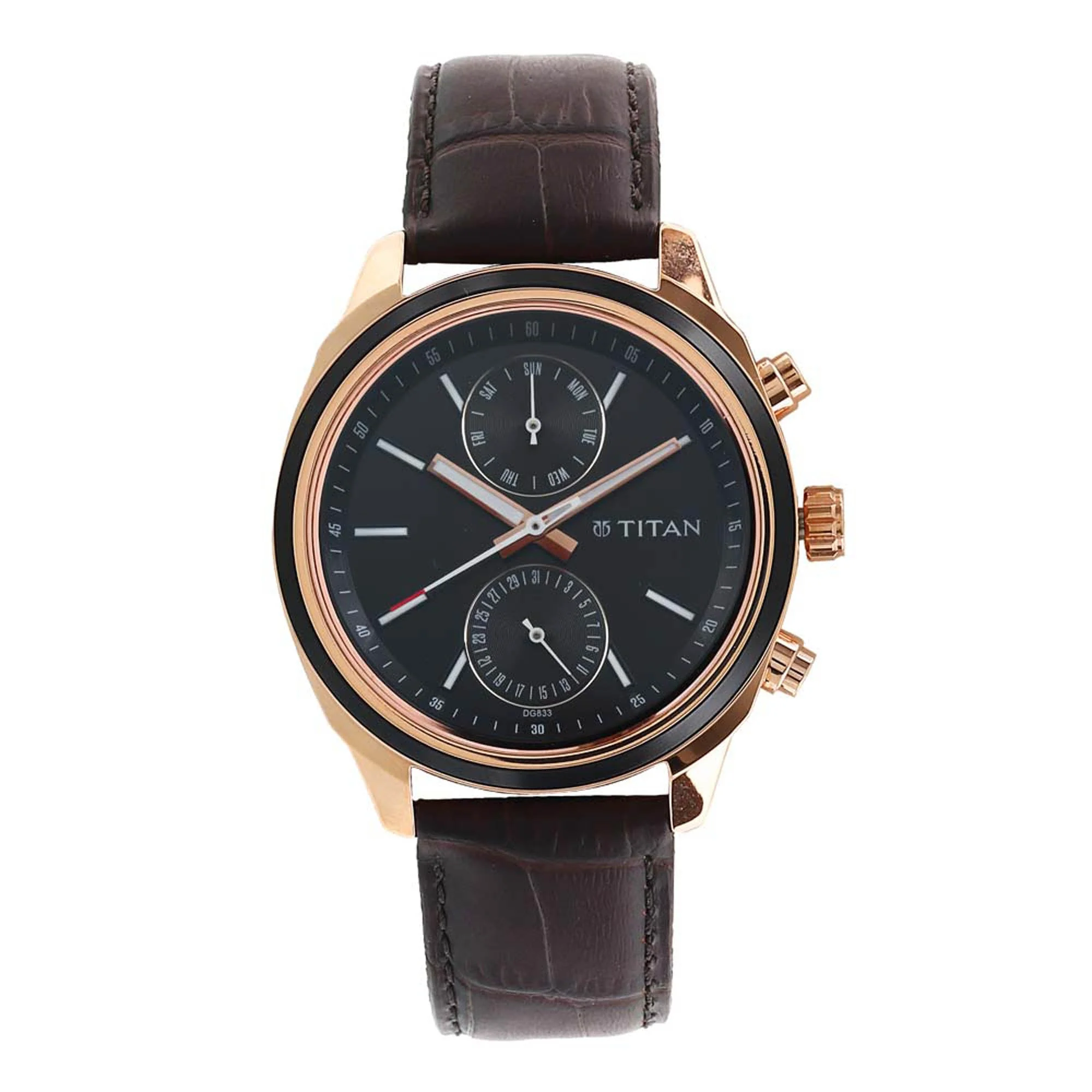 Titan Quartz Multifunction Blue Dial Leather Strap Watch for Men - Image 2