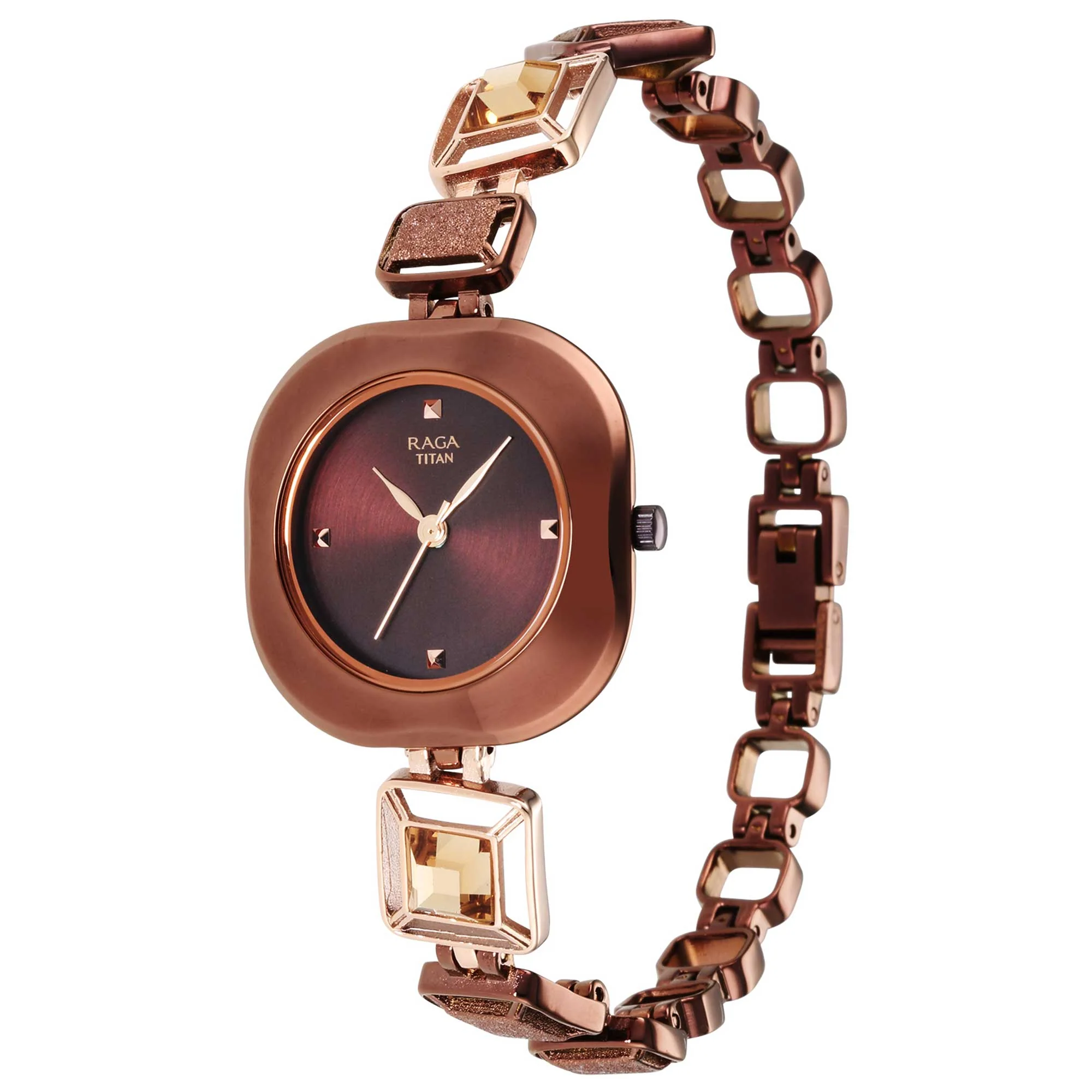 Titan Raga Brown Special Dial Metal Strap Analog Watch for Women - Image 5