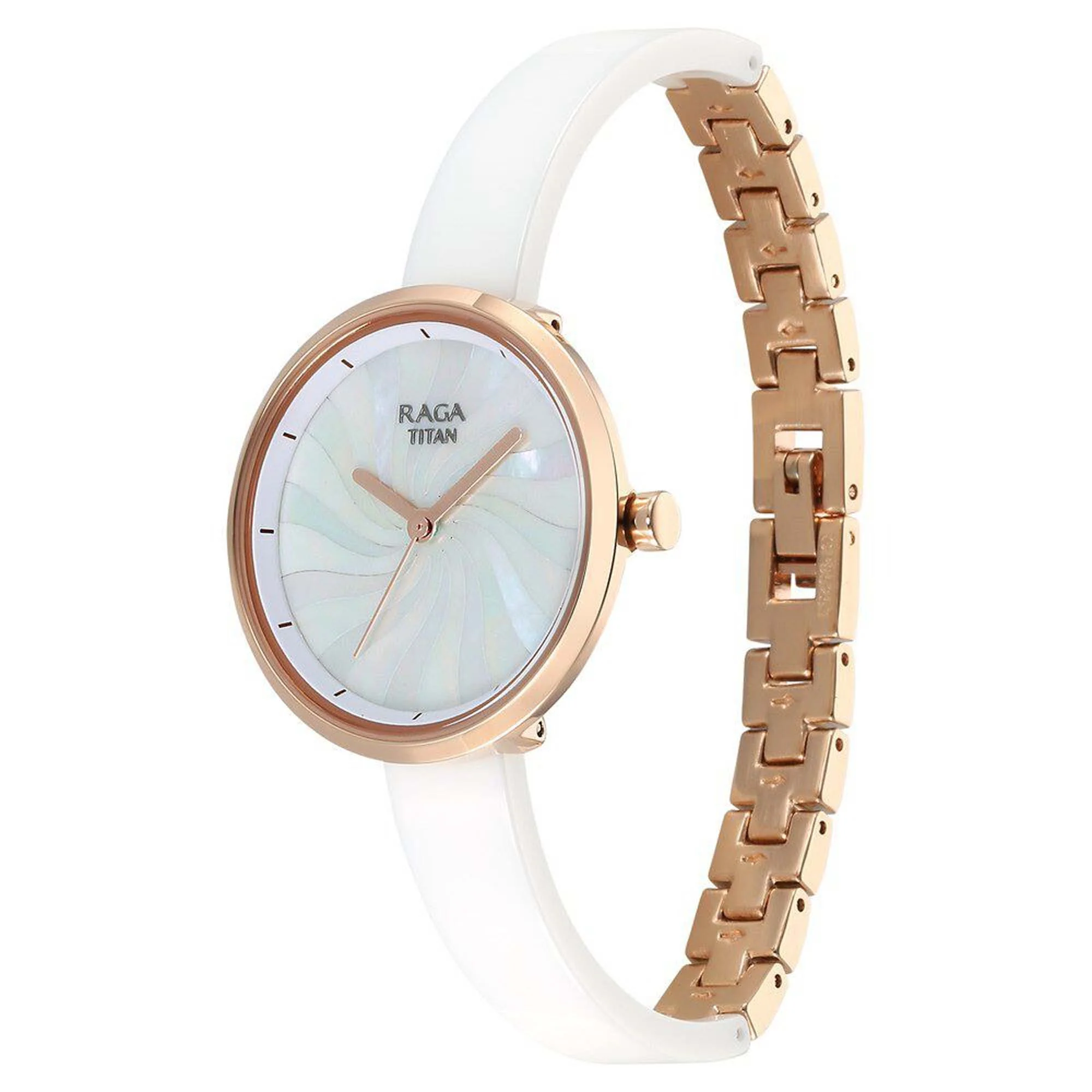 Titan Raga Memoirs Quartz Analog Mother Of Pearl Dial With White Ceramic Strap Watch For Women - Image 4