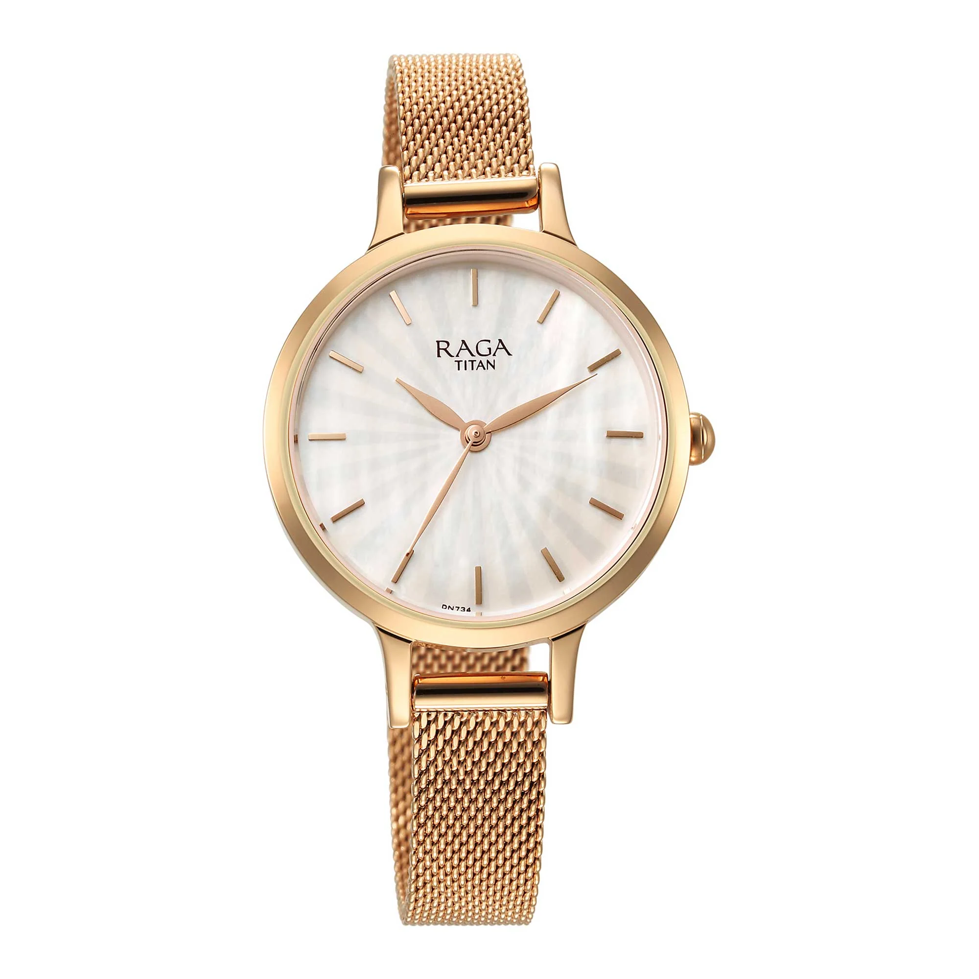 Titan Raga Power Pearls Mother of Pearl Dial Rose Gold Metal Strap Analog Watch for Women - Image 3