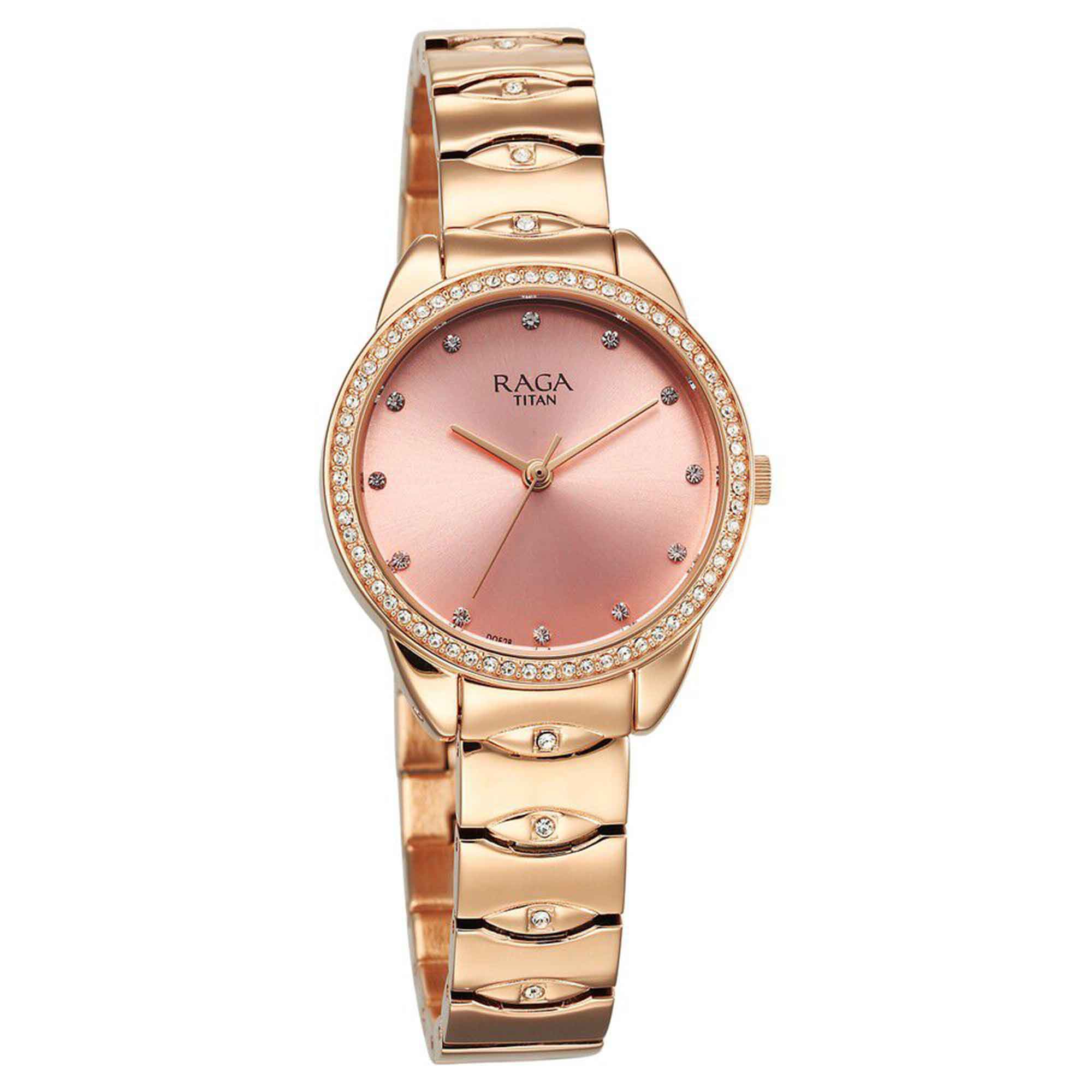 Titan Raga Showstopper Quartz Analog Pink Round Dial Rose Gold Metal Strap Watch For Women - Image 3