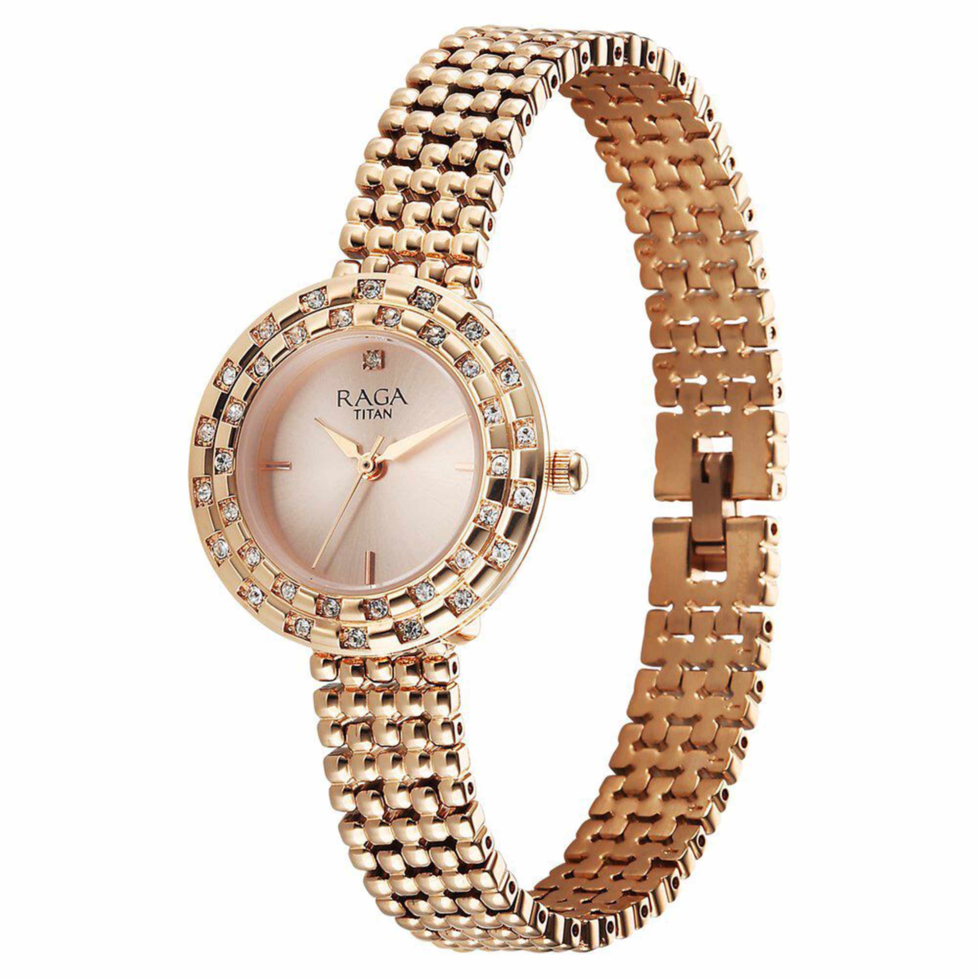 Titan Raga Showstopper Quartz Analog Rose Gold Dial Metal Strap Watch For Women - Image 3