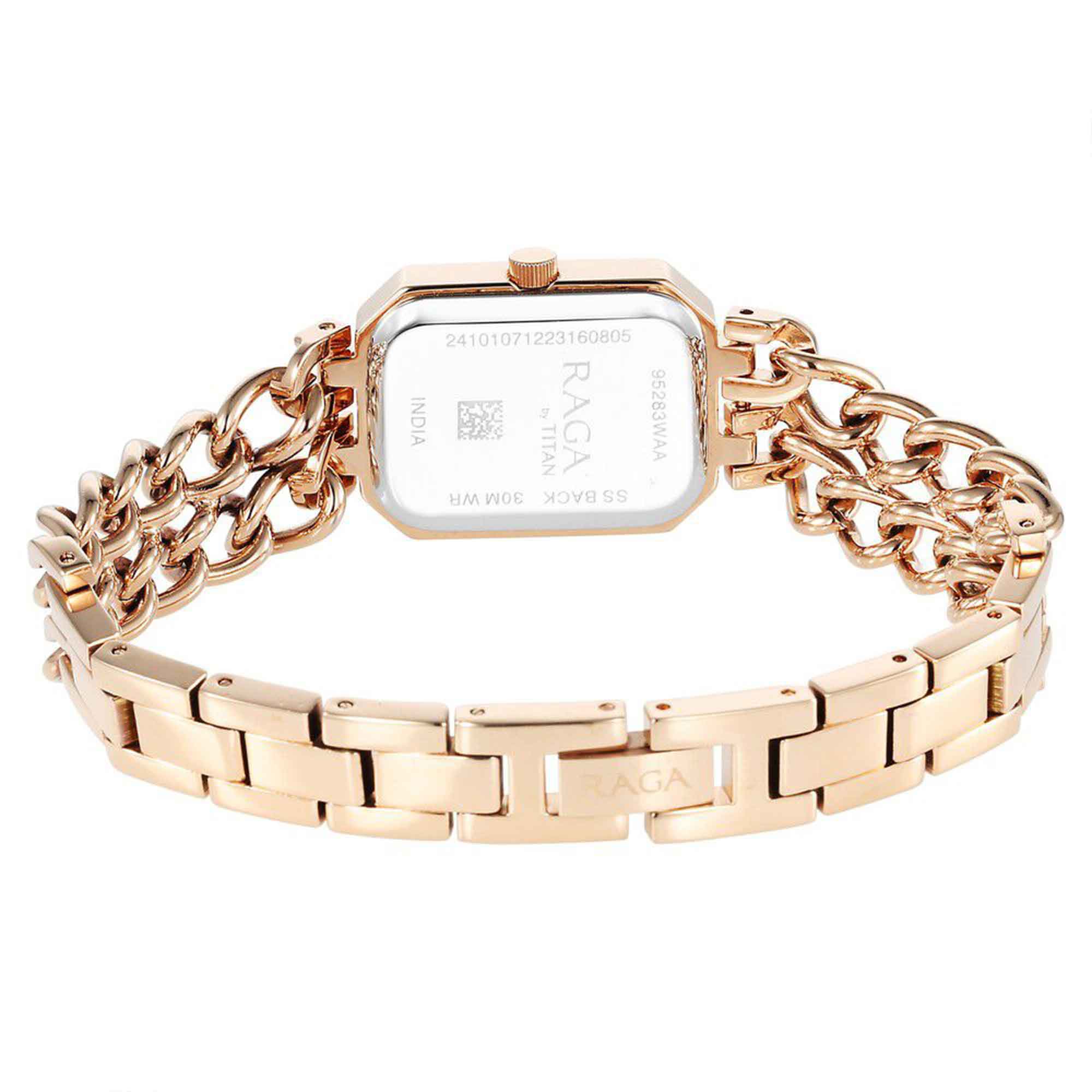 Titan Raga Showstopper Quartz Analog Rose Gold Dial Rose Gold Metal Strap Rectangular Shaped Watch For Women - Image 6